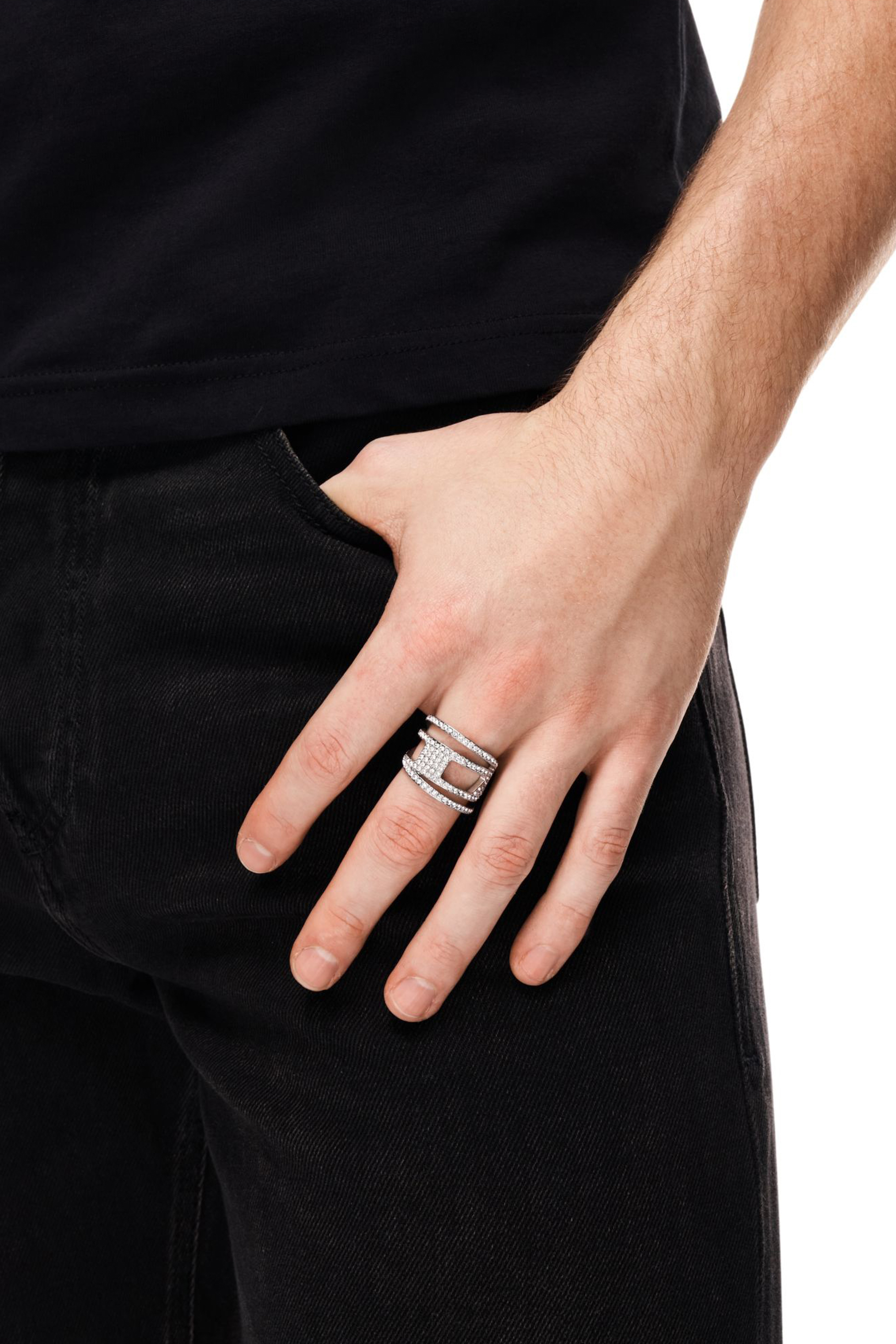 Diesel - DX1705040 JEWELLERY, Unisex's Stainless steel glitz D band ring in シルバー - 5