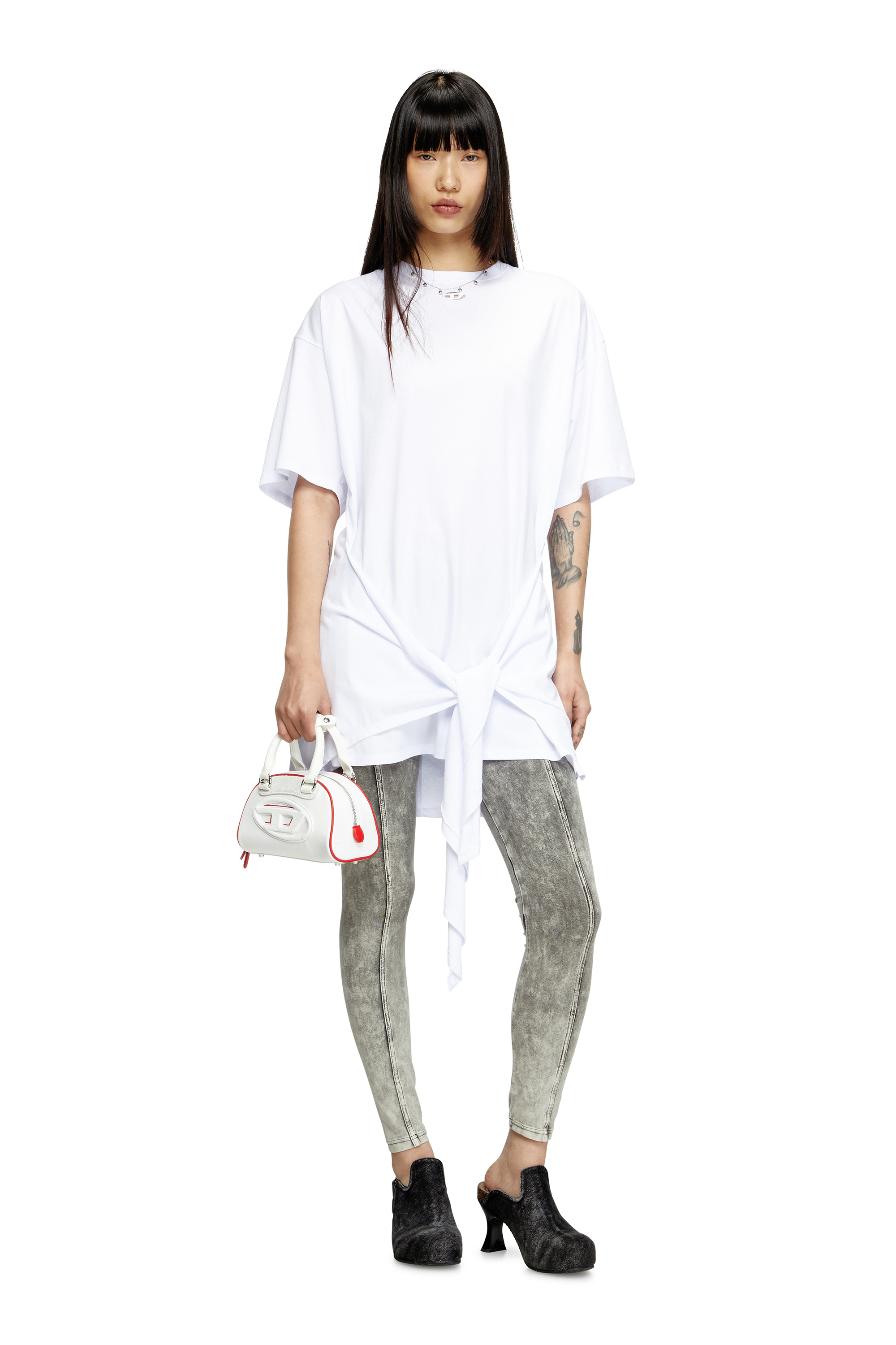 Diesel - 1DR DOME CROSSBODY, Female's 1DR Dome-Colour-block mini bowling bag in ホワイト - 2