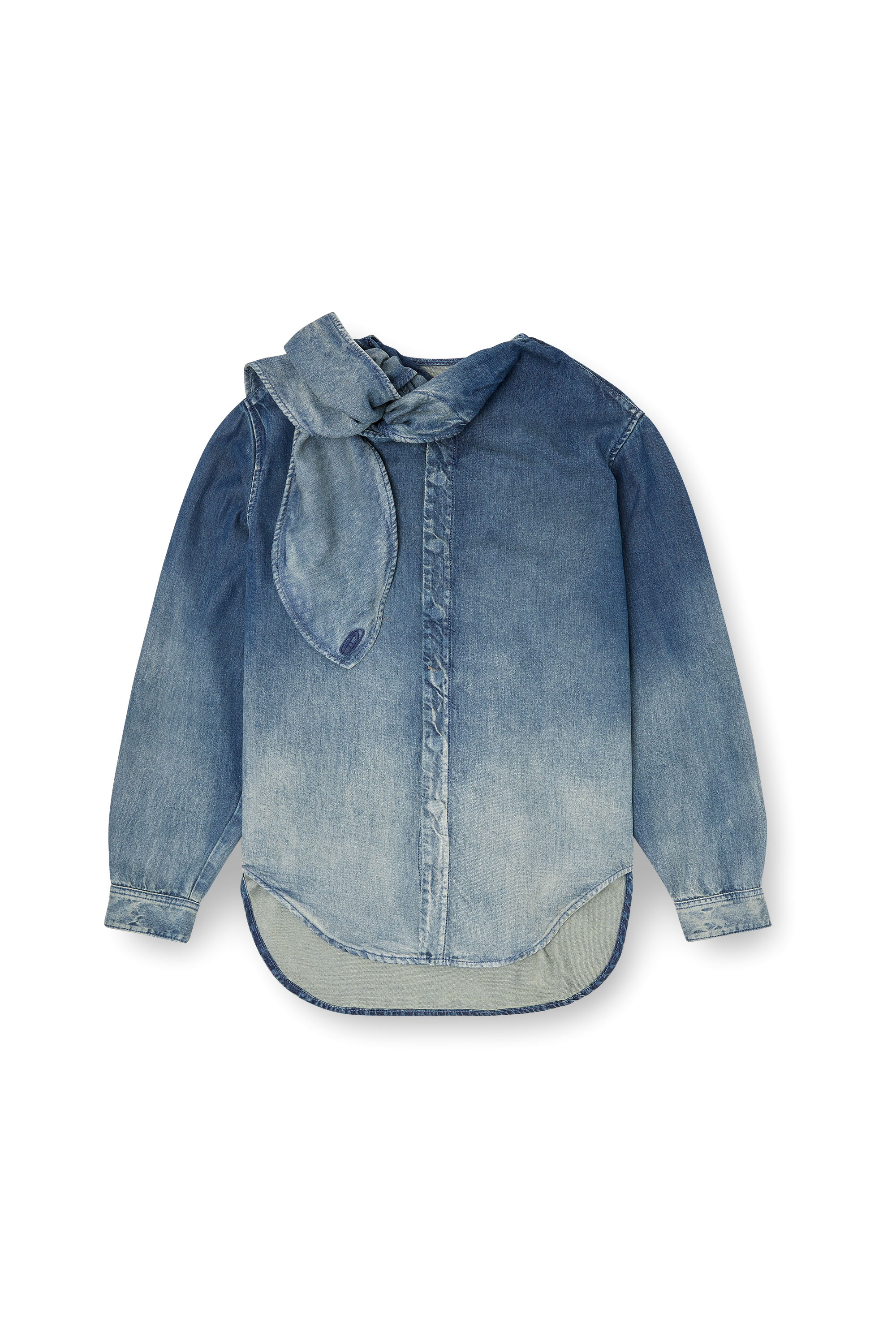 Diesel - DE-NANCY-S, Female's Blouse in fluid laser-worn denim in ミディアムブルー - 3