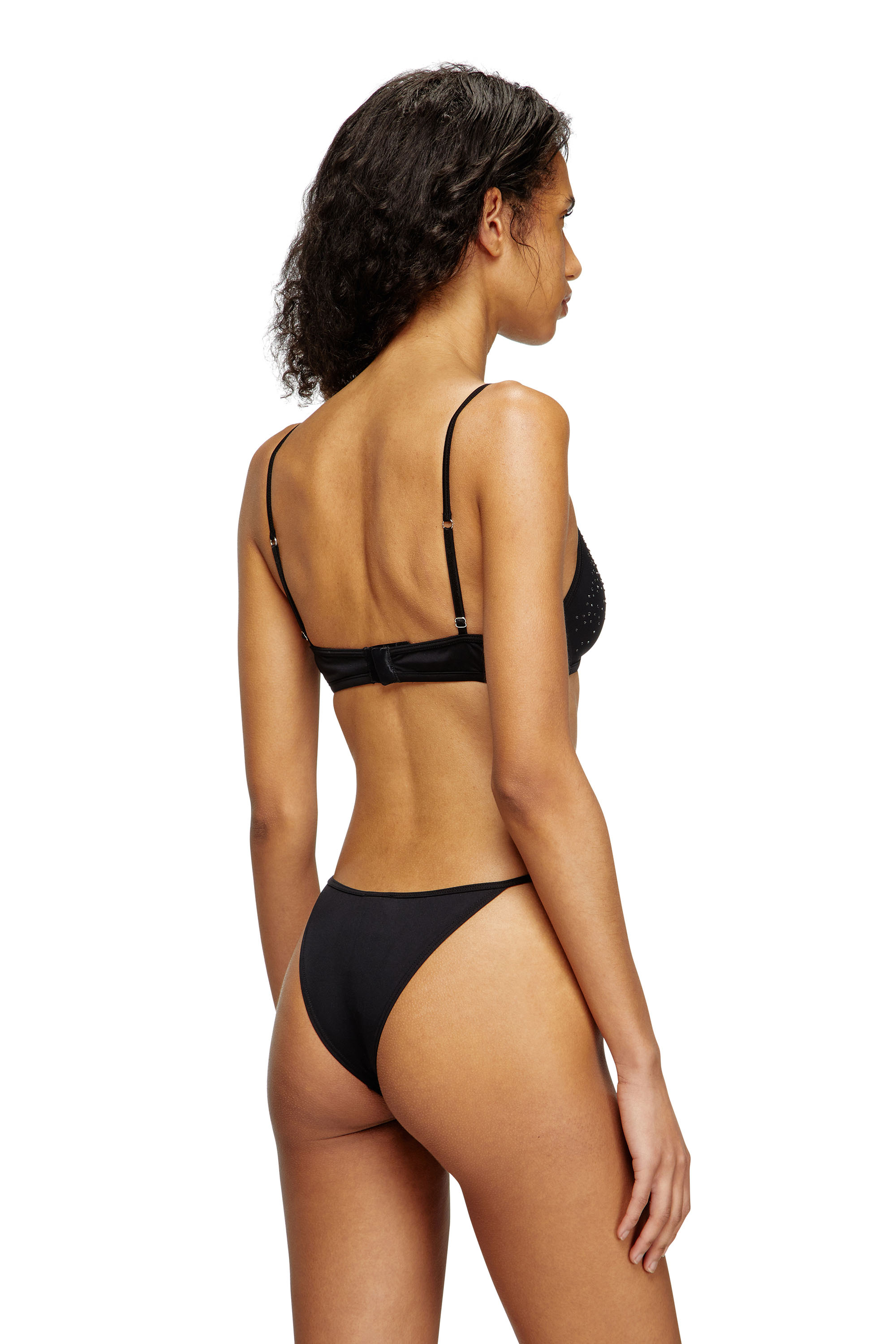 Diesel - LUNA-DNM, Female's Microfibre triangle bra with crystals in ブラック - 3