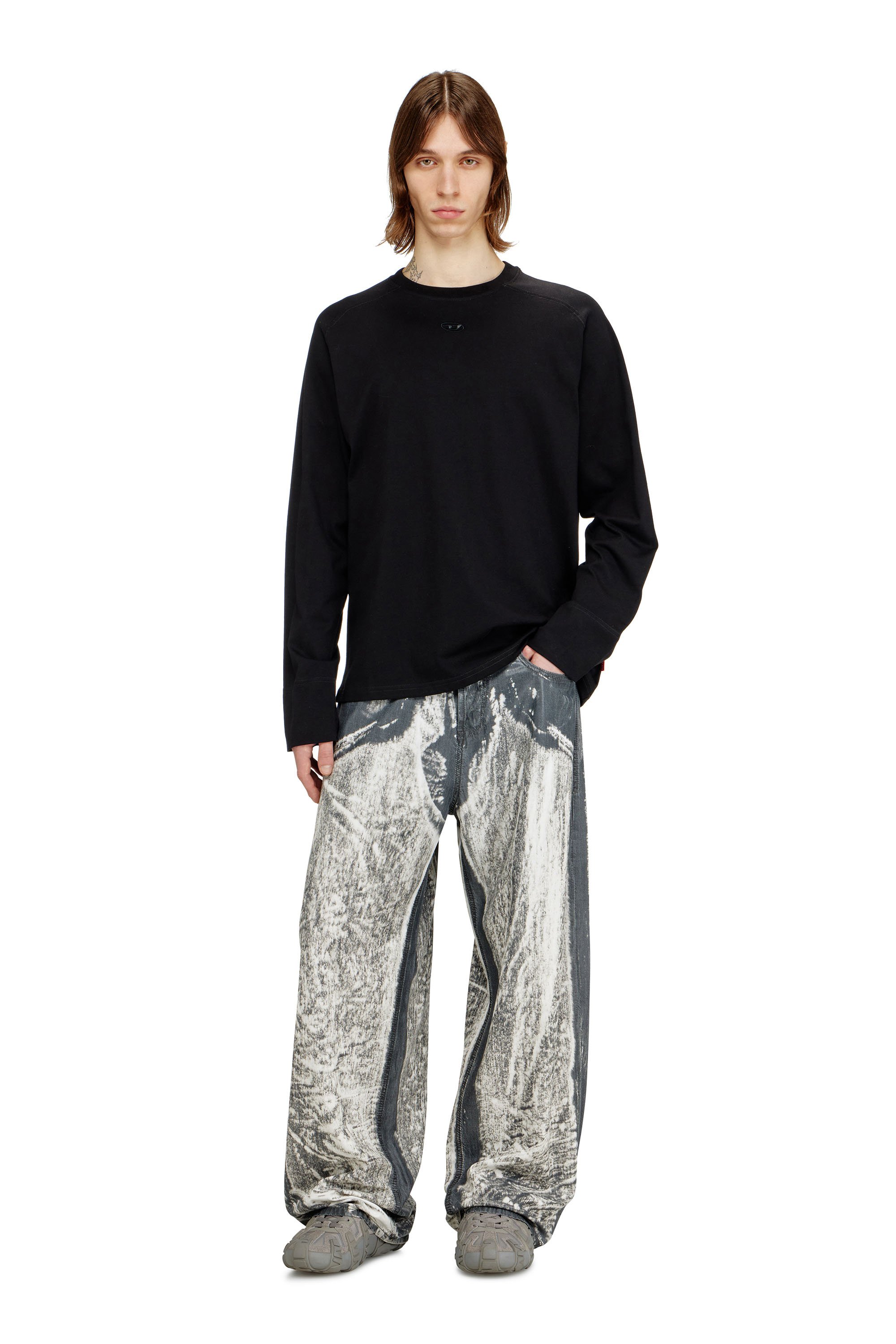 Diesel - T-KRISTIAN, Male's T-shirt with biker detail cuff in null - 2