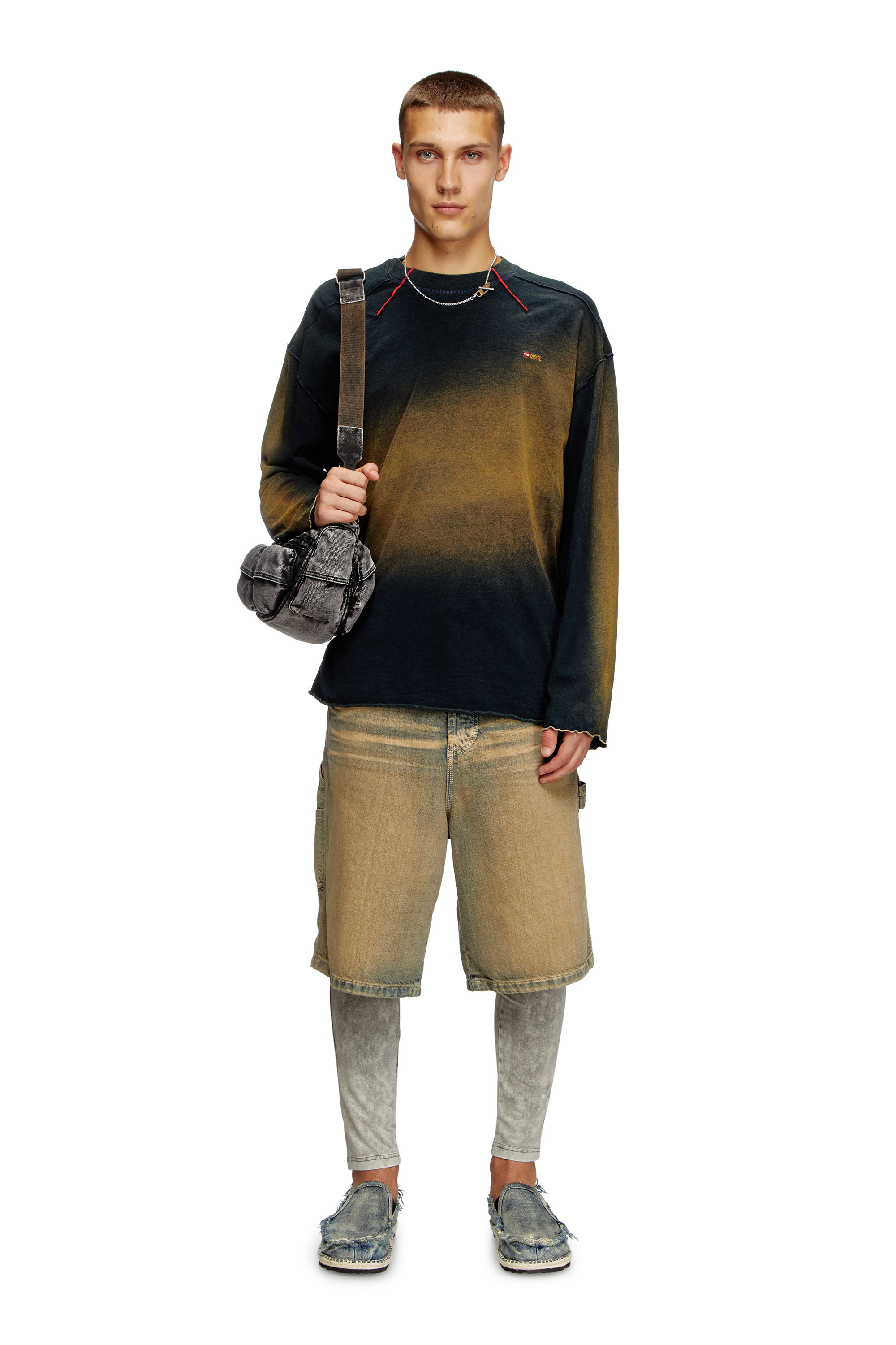 Diesel - T-CRAO-LS, Male's 長袖Tシャツ in ブルー/ブラウン - 1