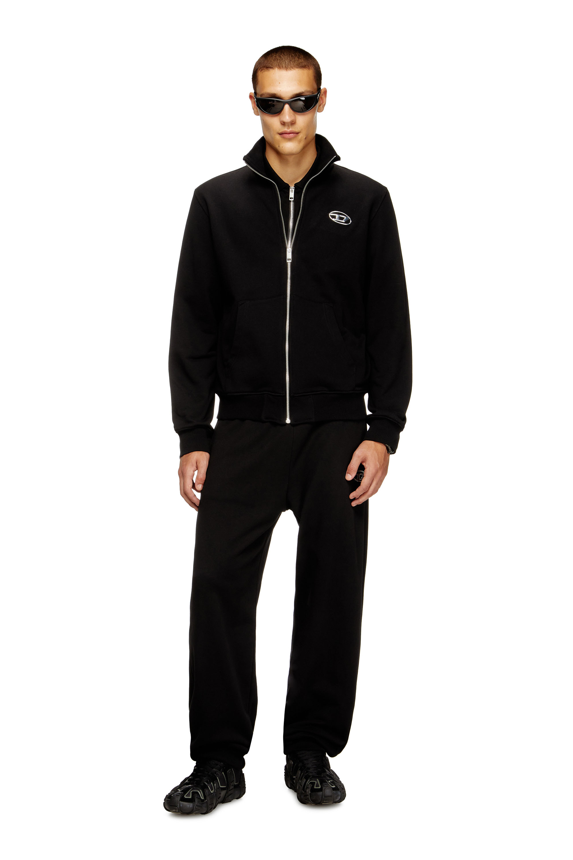 Diesel - S-GINNI-ZIP-OD, Male's スウェットジップアップ in ブラック - 1