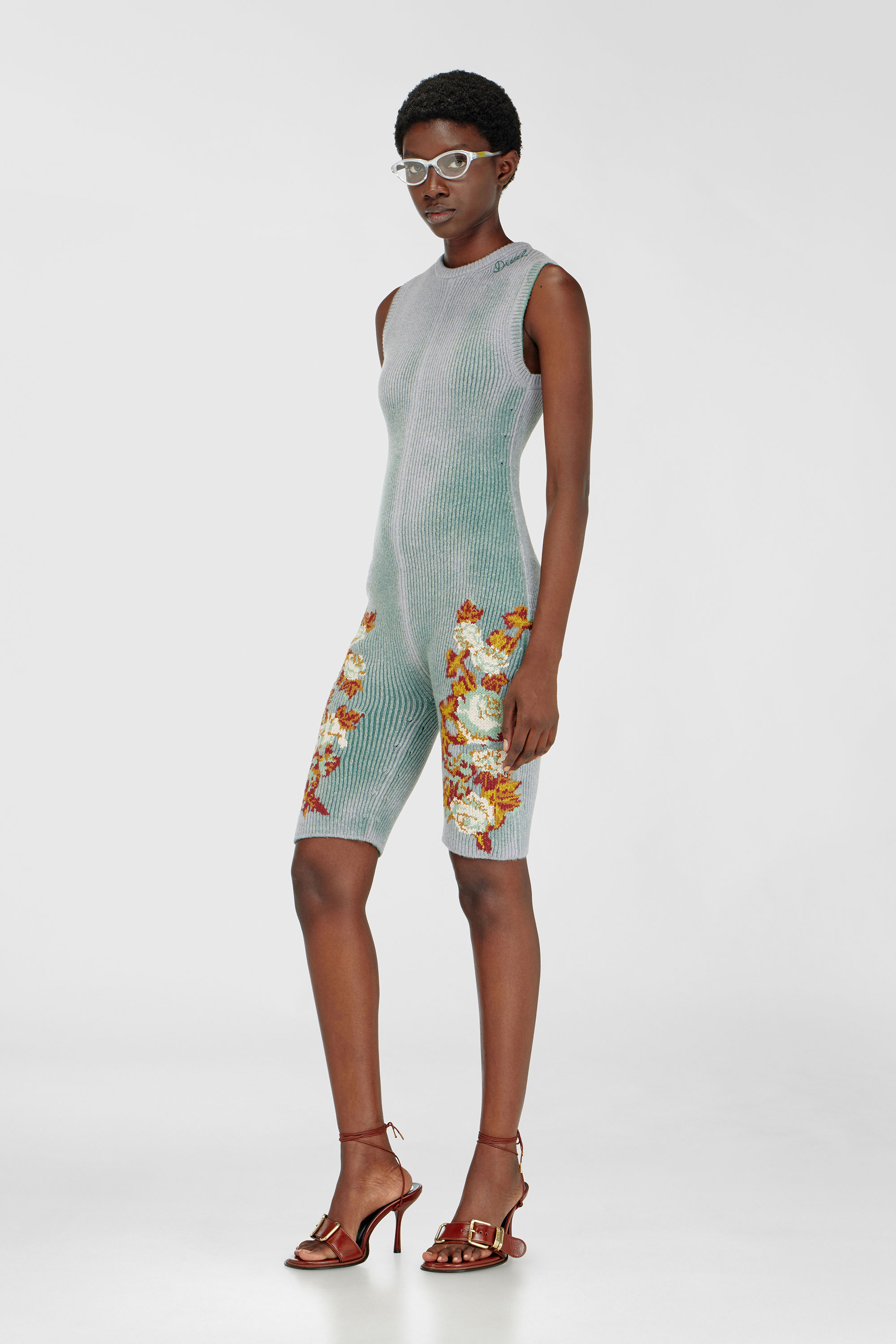 Diesel - M-RAREM, Female's Knitted playsuit with floral motif in null - 3