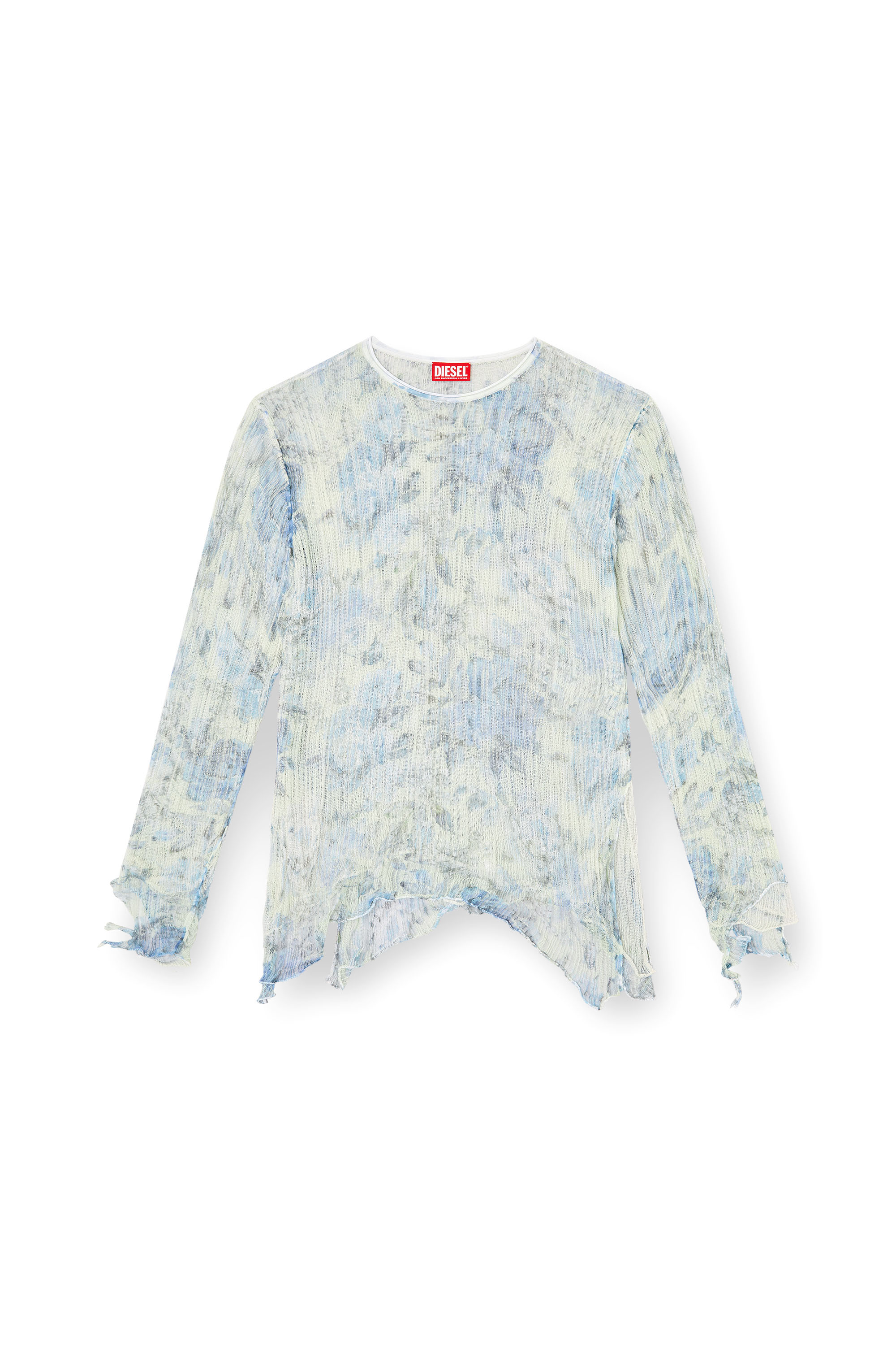 Diesel - K-AASMOS-A, Unisex's Dishevelled knit jumper with floral print in ライトブルー - 2