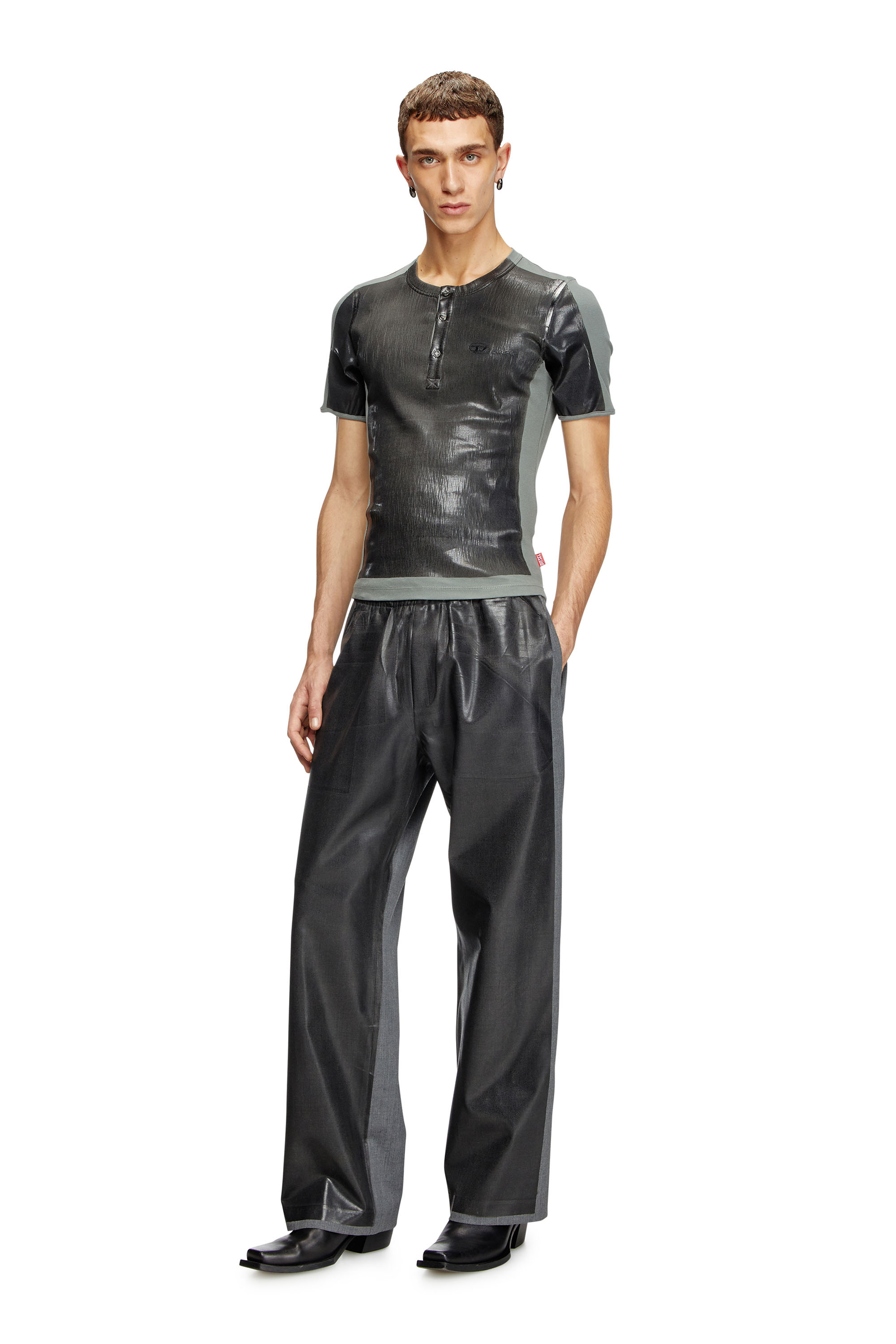 Diesel - T-RIBBER-DD, Unisex's Tシャツ in ダークグレー - 1