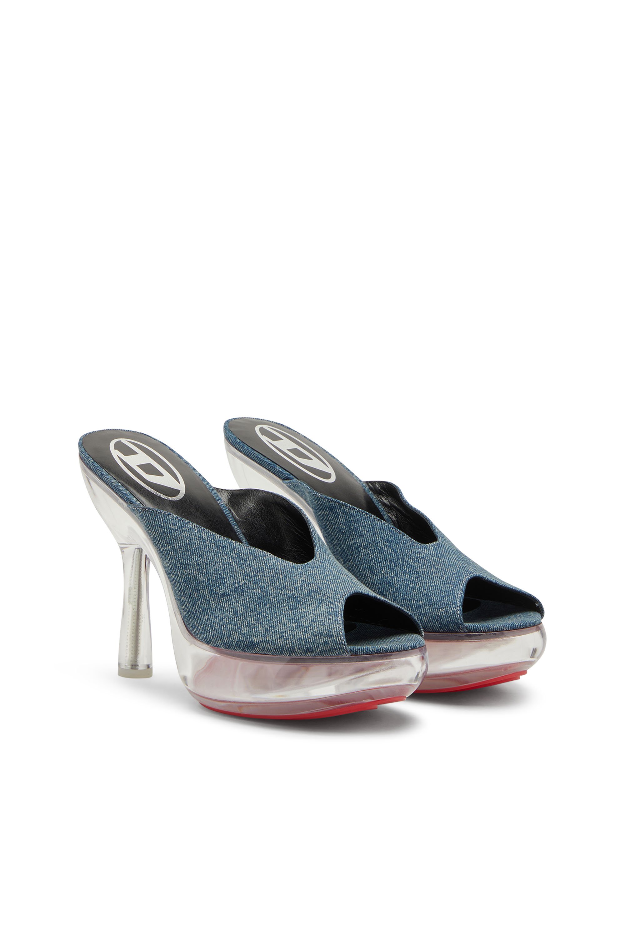 Diesel - D-LAKE PLATFORM SDL, Female's D-Lake-Platform mules in denim and plexiglass in ブルー - 2