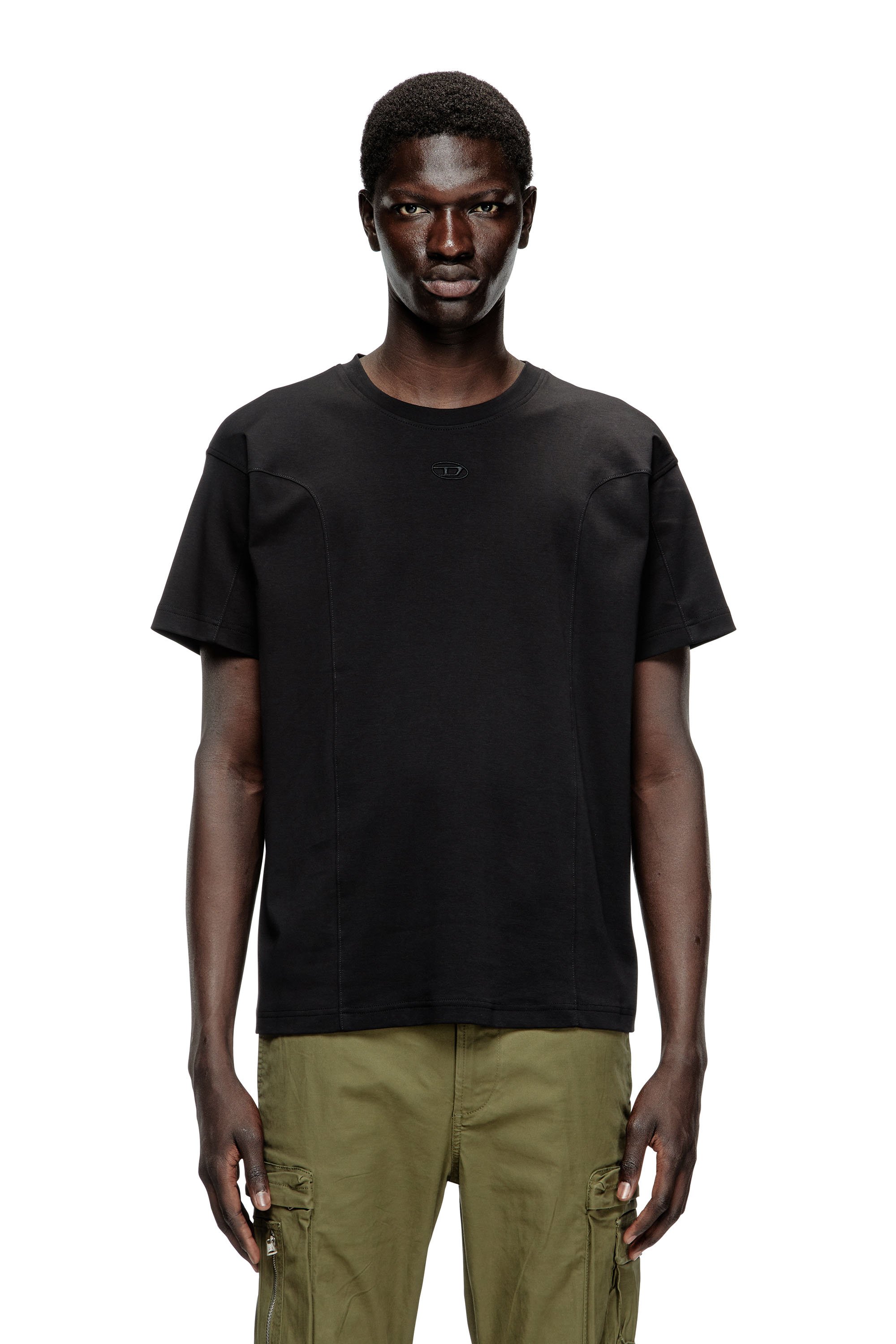 Diesel - T-NORM-INT, Male's Short-sleeve T-shirt with panels in ブラック - 1