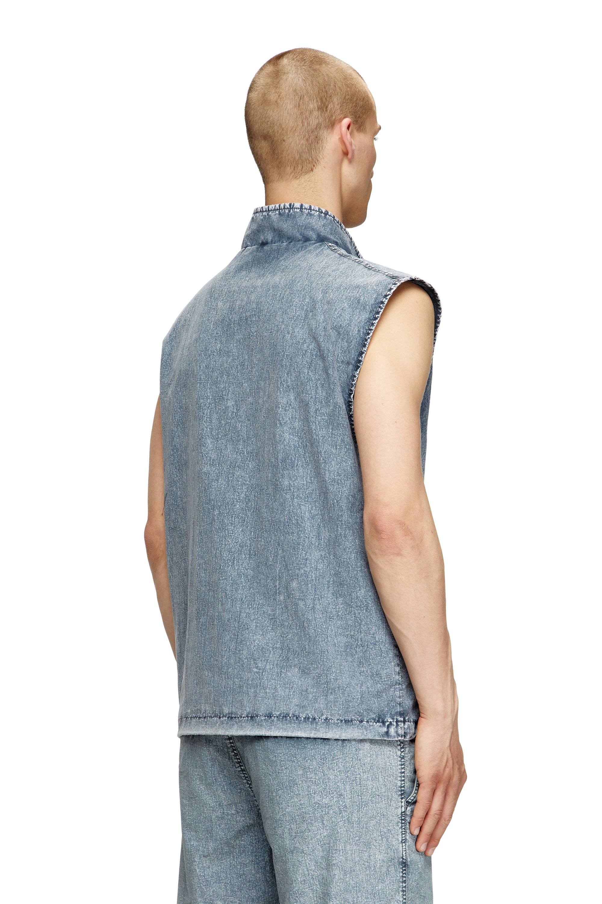Diesel - J-ERB, Male's Vest in recycled nylon taslan in ミディアムブルー - 4