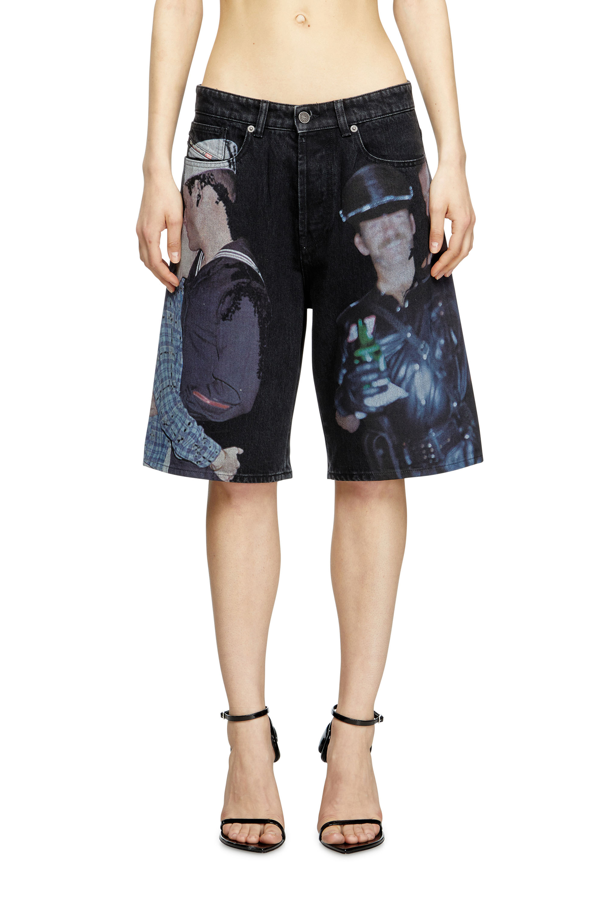 Diesel - PR-D-RIXFORD-S, Unisex's Denim shorts with multicolour print in ブラック - 5
