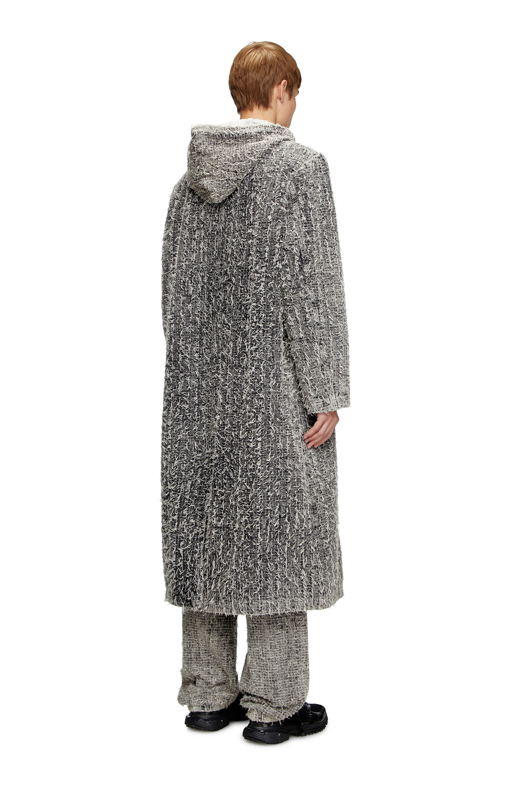 Diesel - D-JACK-S, Unisex's Hooded coat in bouclé denim in ブラック - 4