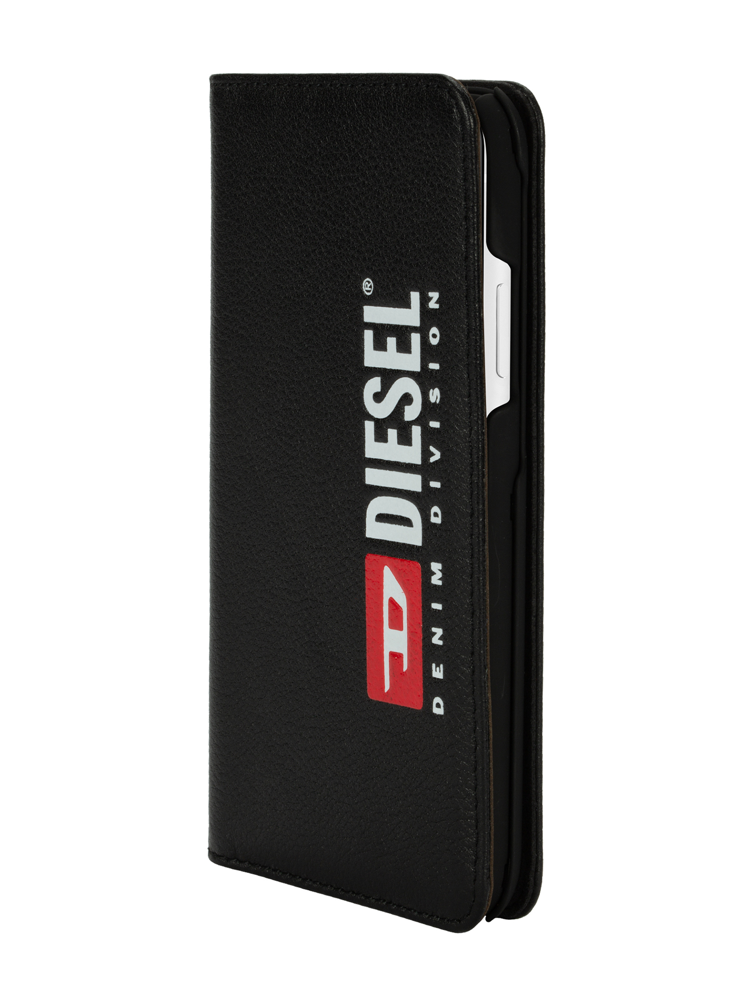 Diesel - DIESEL 2-IN-1 FOLIO CASE FOR IPHONE XR, Unisex's Black leather printed and debossed logo case, iPhone XR in ブラック - 3