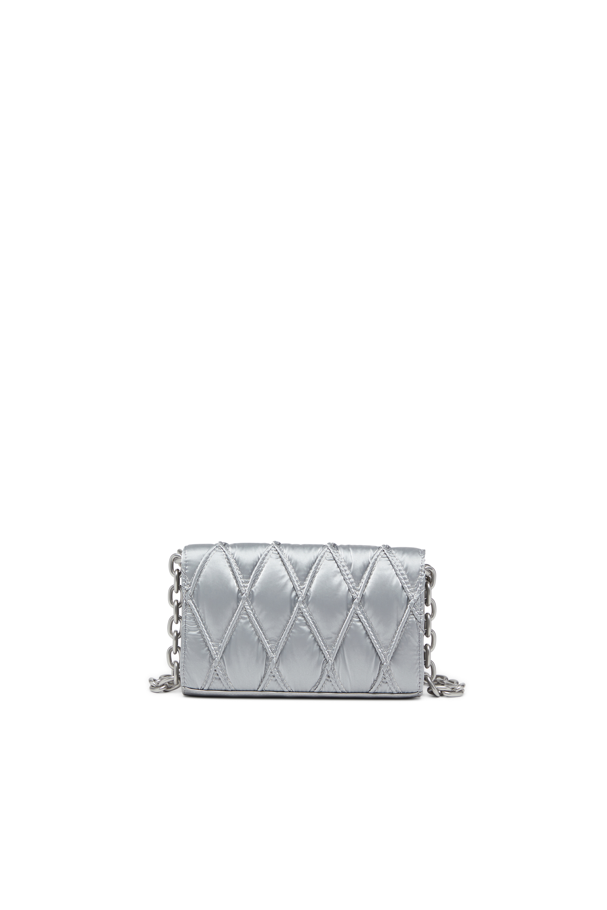 Diesel - WALLET ON CHAIN, Female's Wallet on chain with quilted satin finish in シルバー - 2