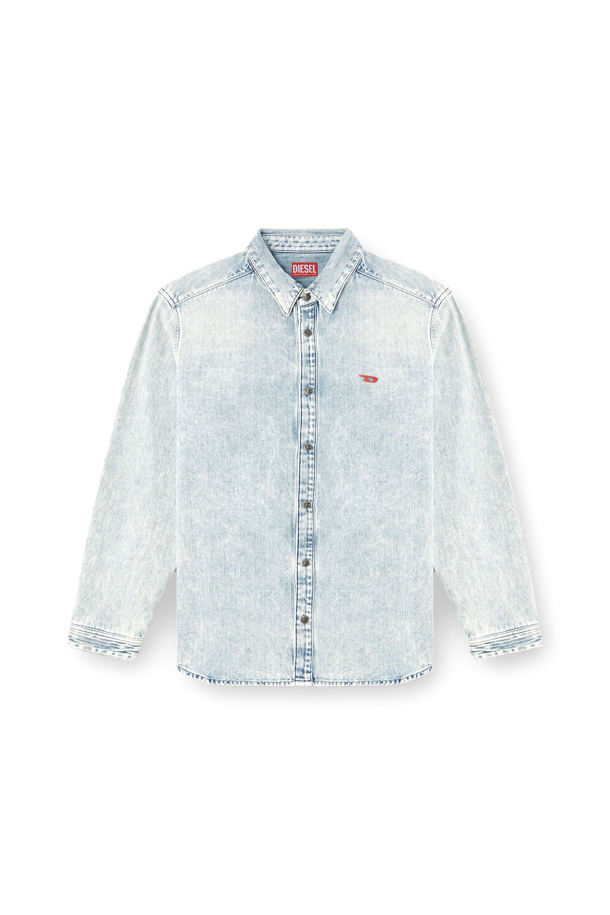 Diesel - D-SIMPLY, Male's Shirt in herringbone denim in ライトブルー - 2