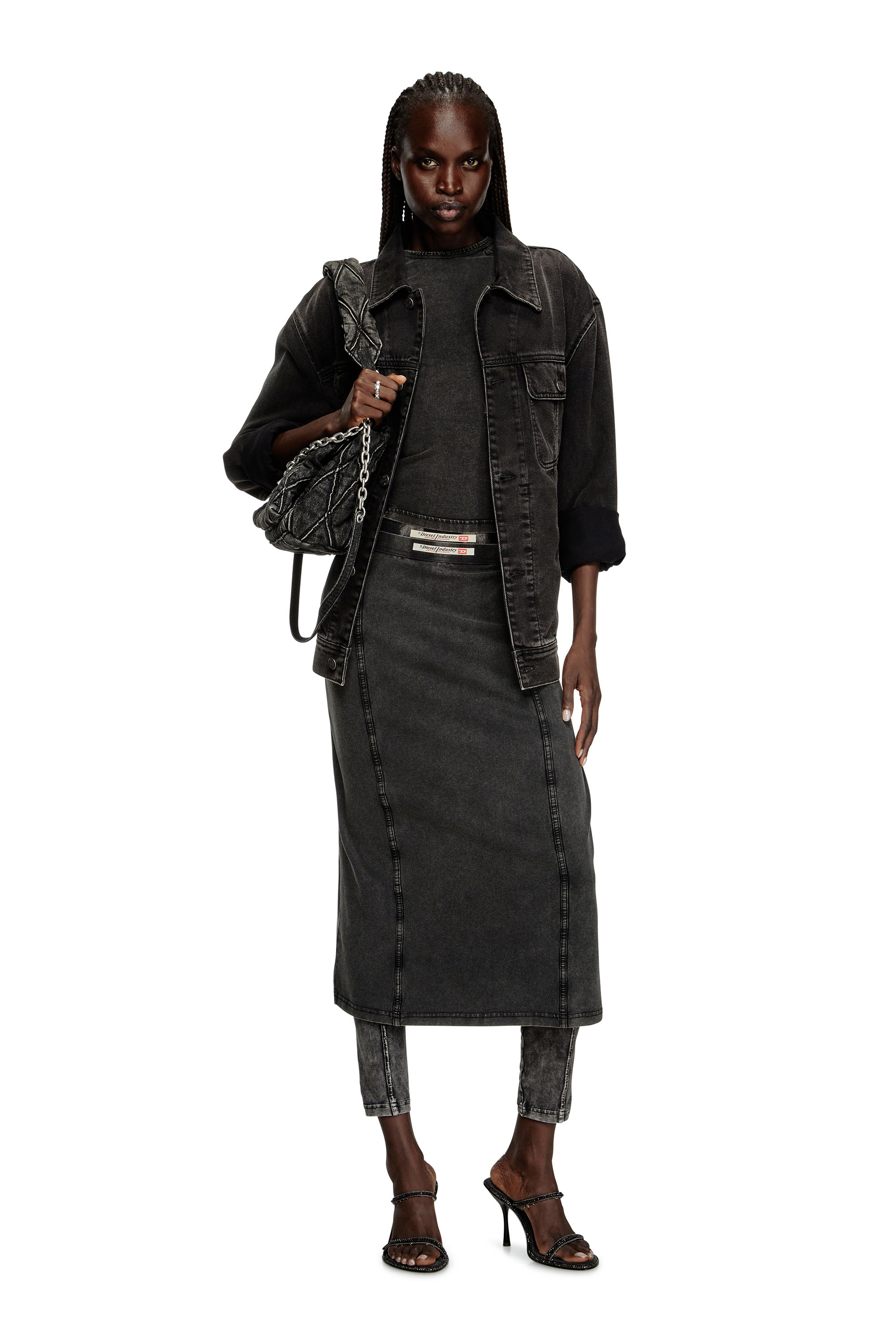 Diesel - O-ALLEGRA, Female's Midi skirt with denim effect in ブラック - 1