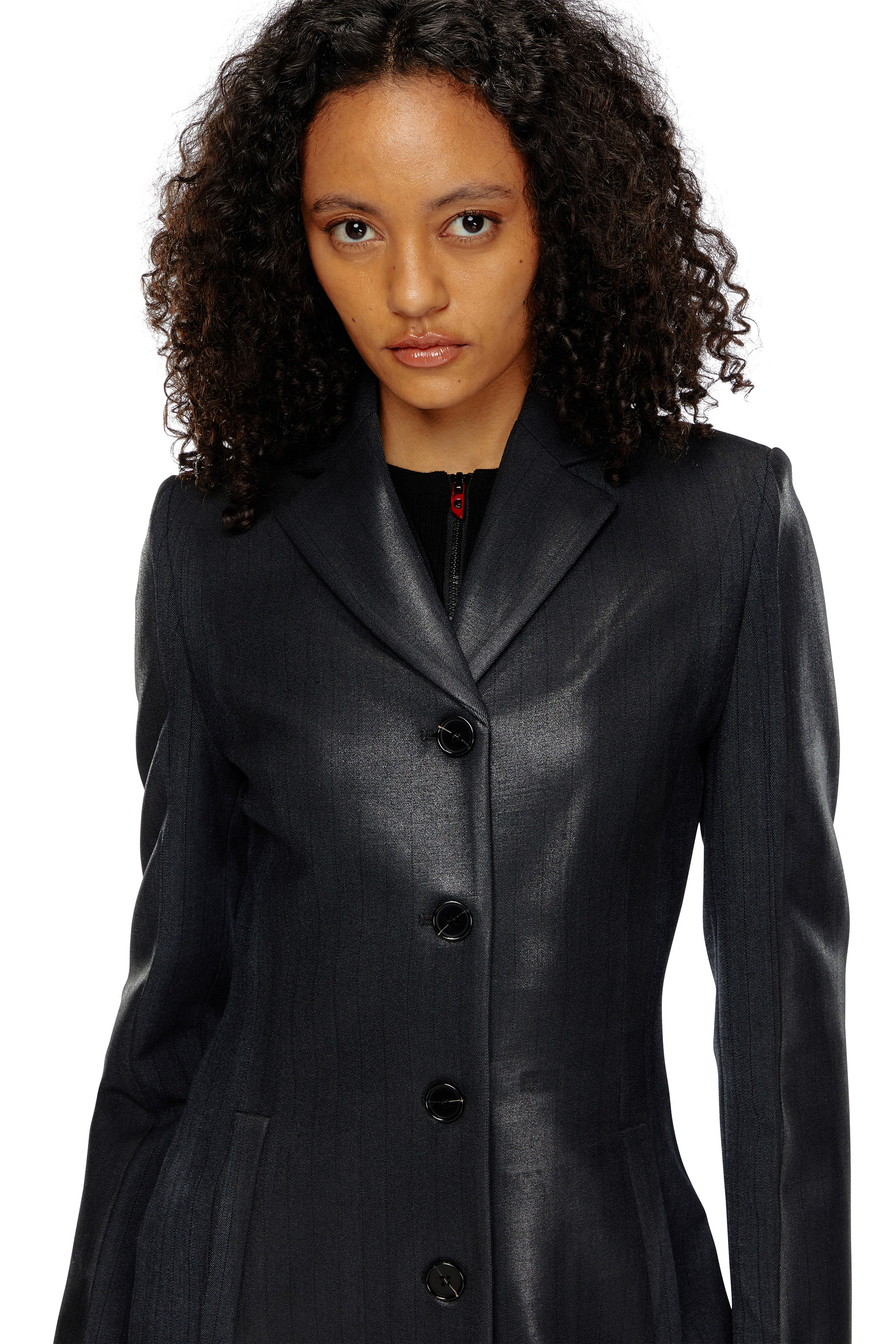 Diesel - G-LAMOUR, Female's Pinstripe jacket with coated front in ブラック - 6