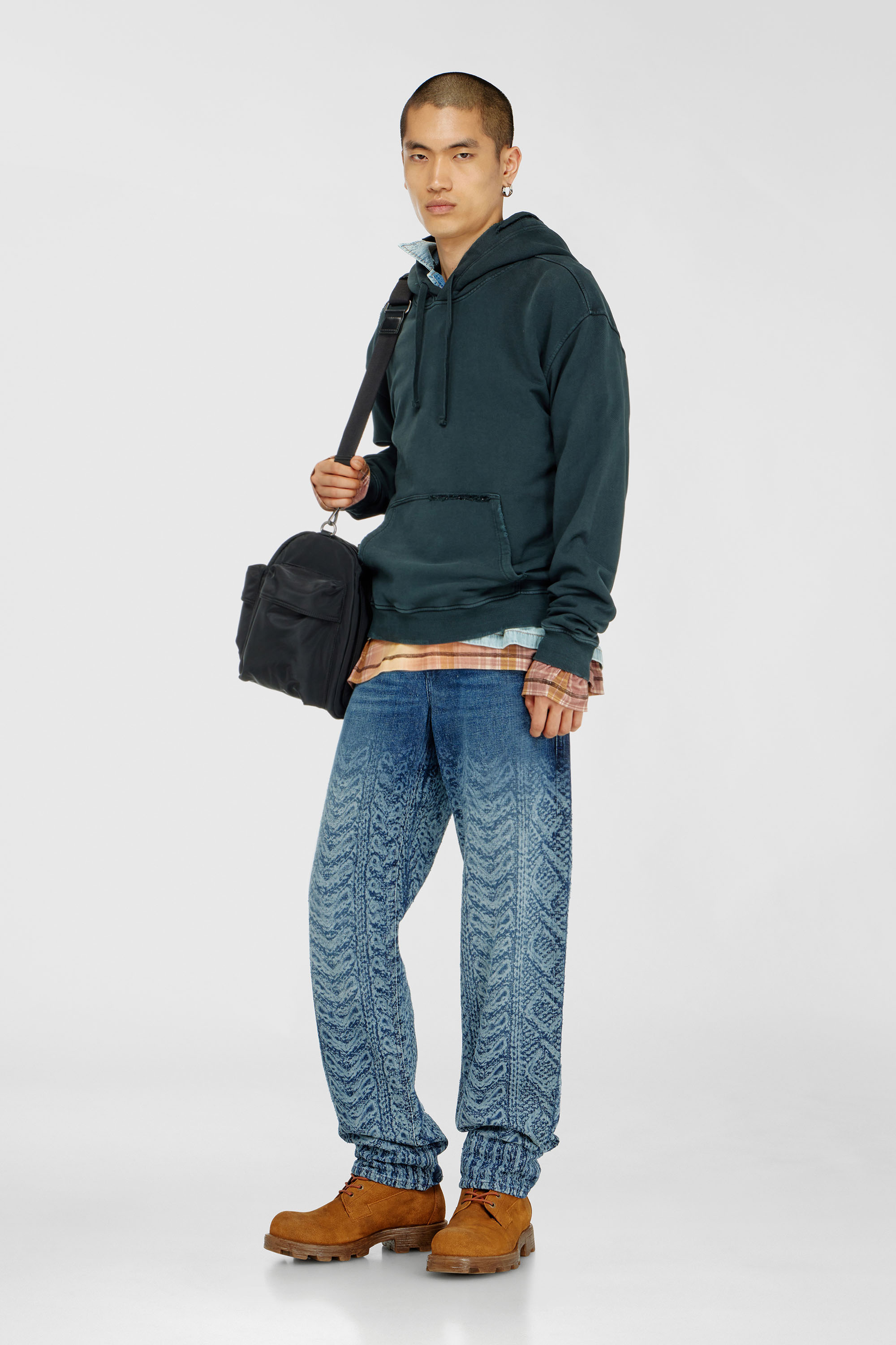 Diesel - S-NORM-HOOD-CRYSTALS, Male's プルオーバーパーカー in ダークグリーン - 2