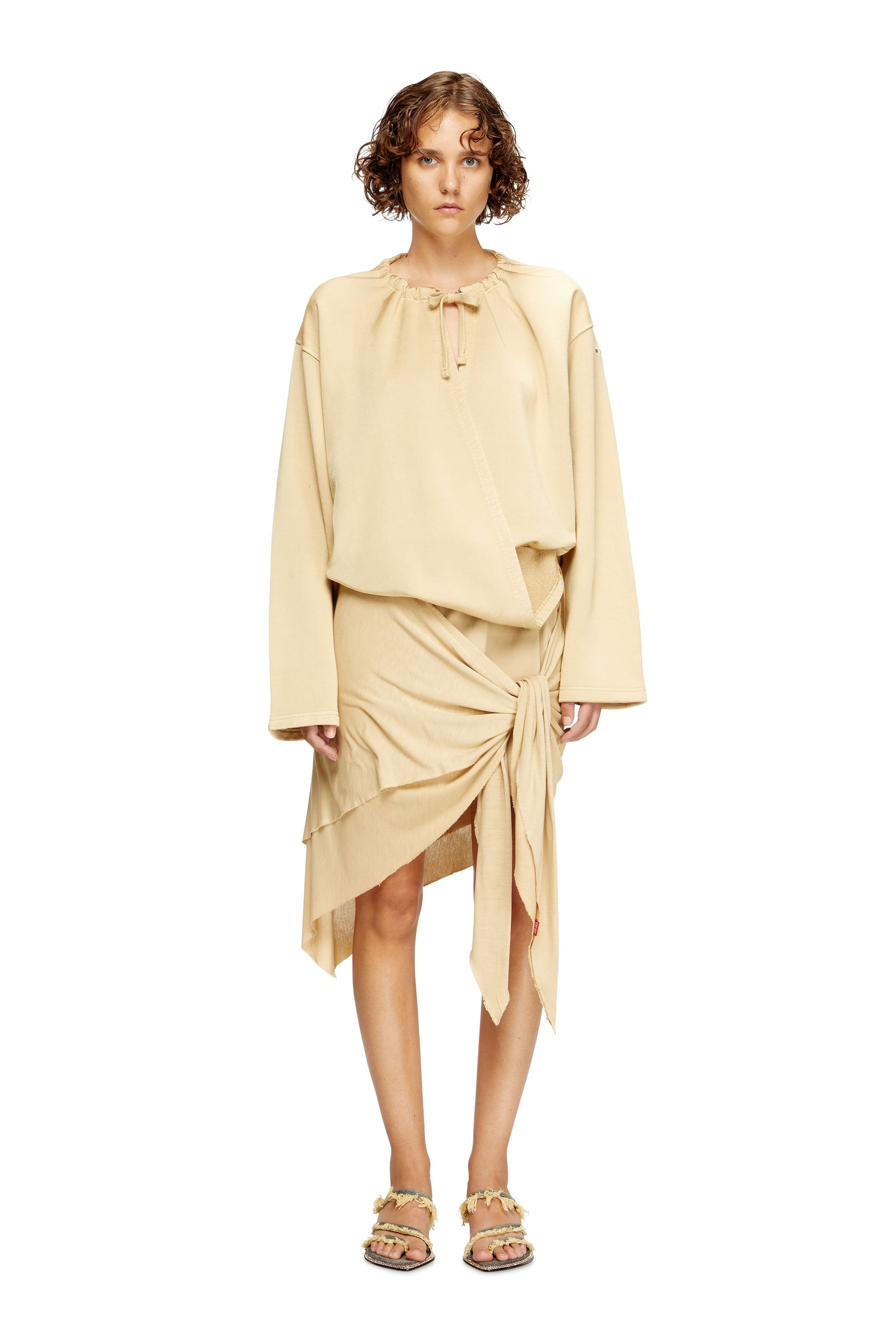 Diesel - D-CREED, Female's Draped dress with ruched skirt in ライトブラウン - 2