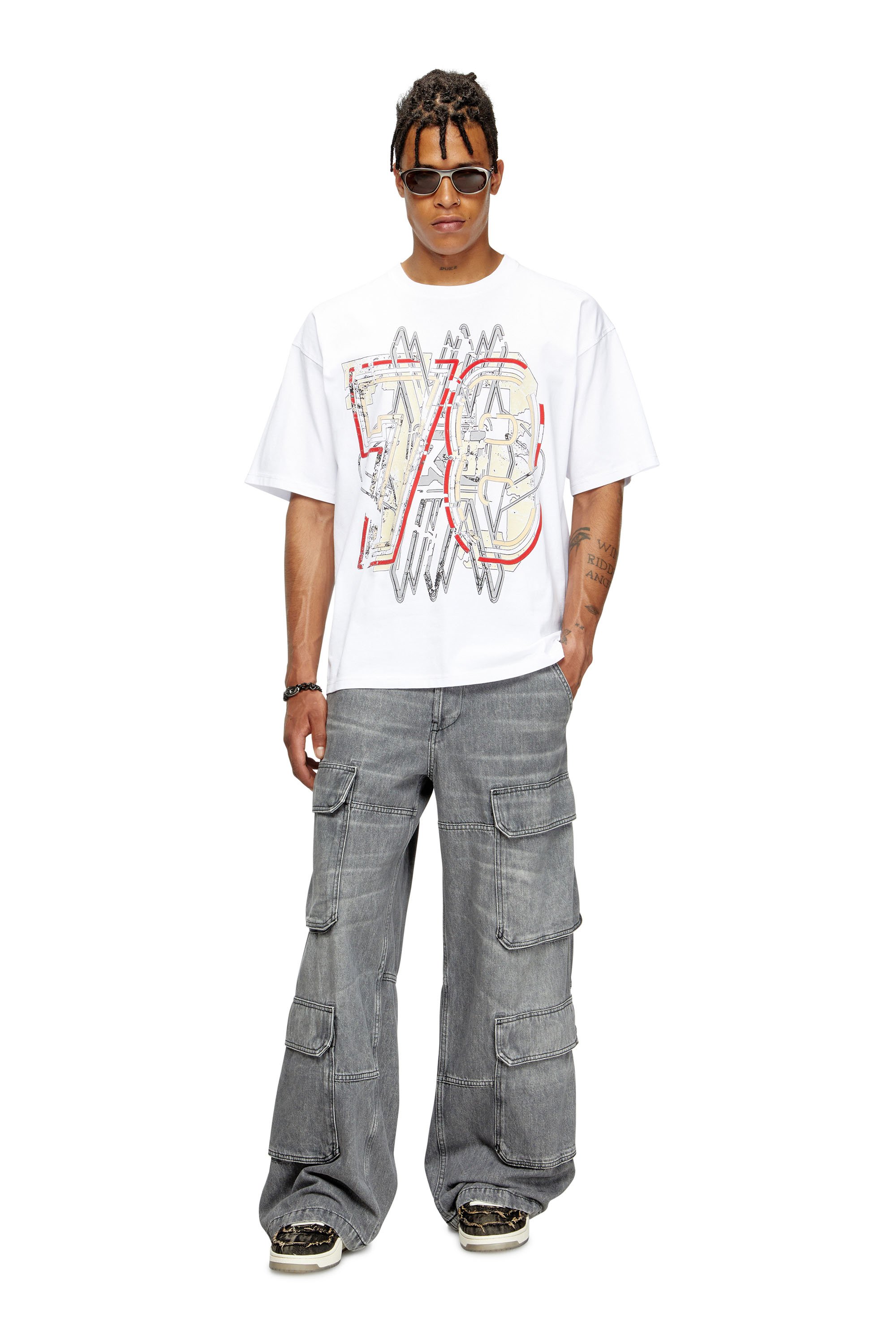 Diesel - T-BOXT-T8, Male's T-shirt with 78 print in ホワイト - 2