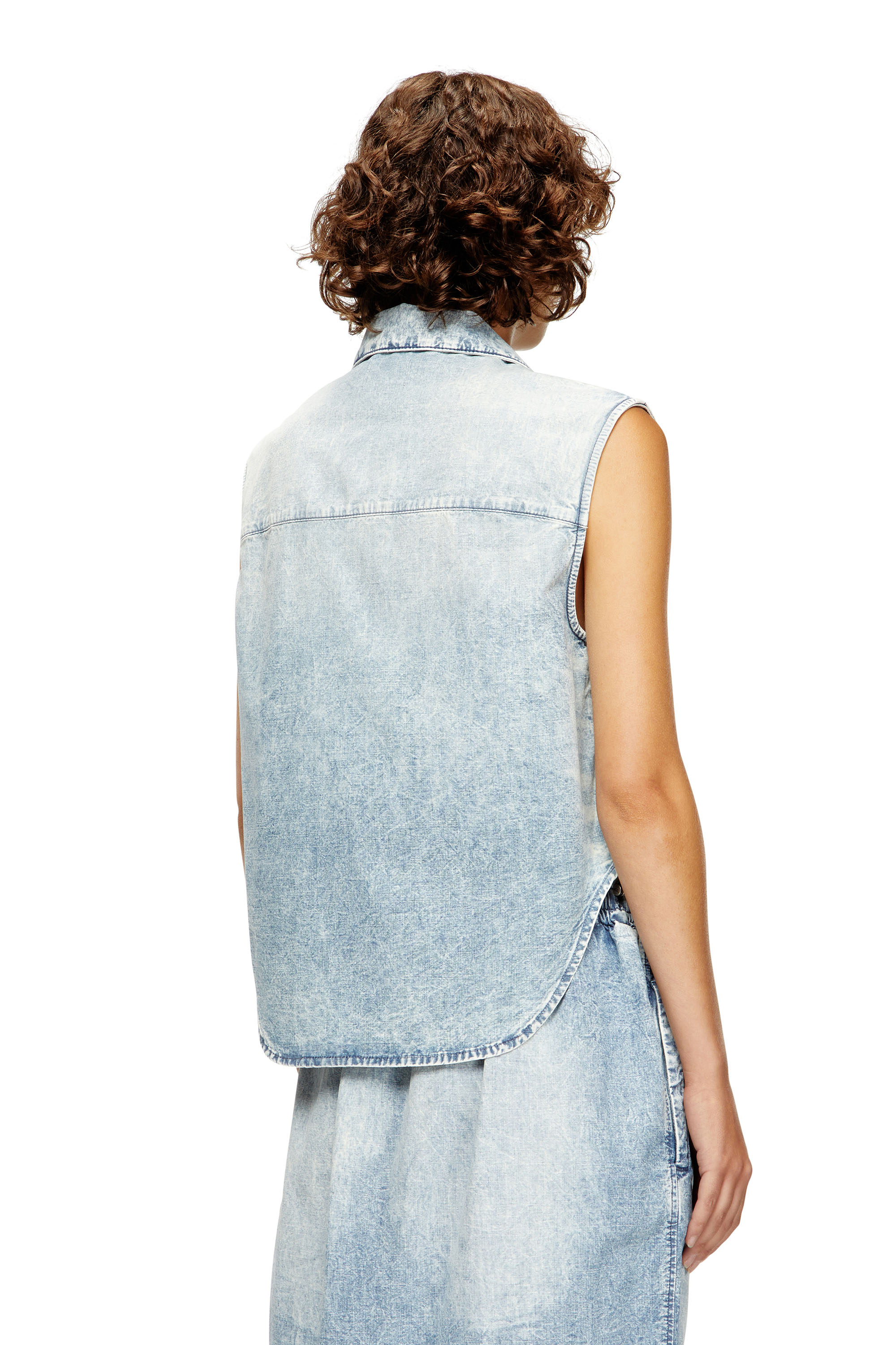 Diesel - DE-NABI-S, Female's Sleeveless top in marbled denim in ライトブルー - 4