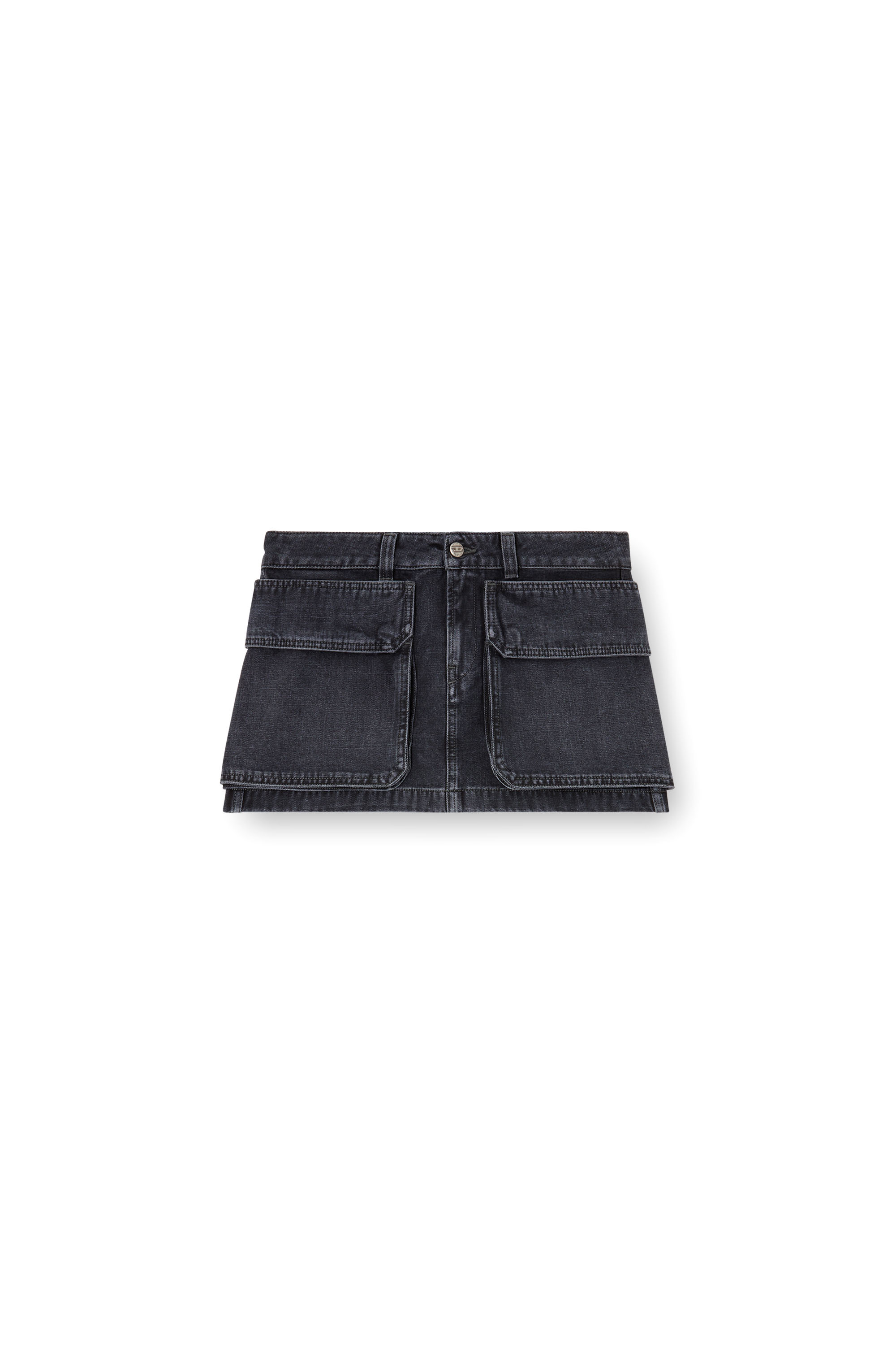 Diesel - DE-TON, Female's Mini skirt in batavia-weave denim in ブラック - 4
