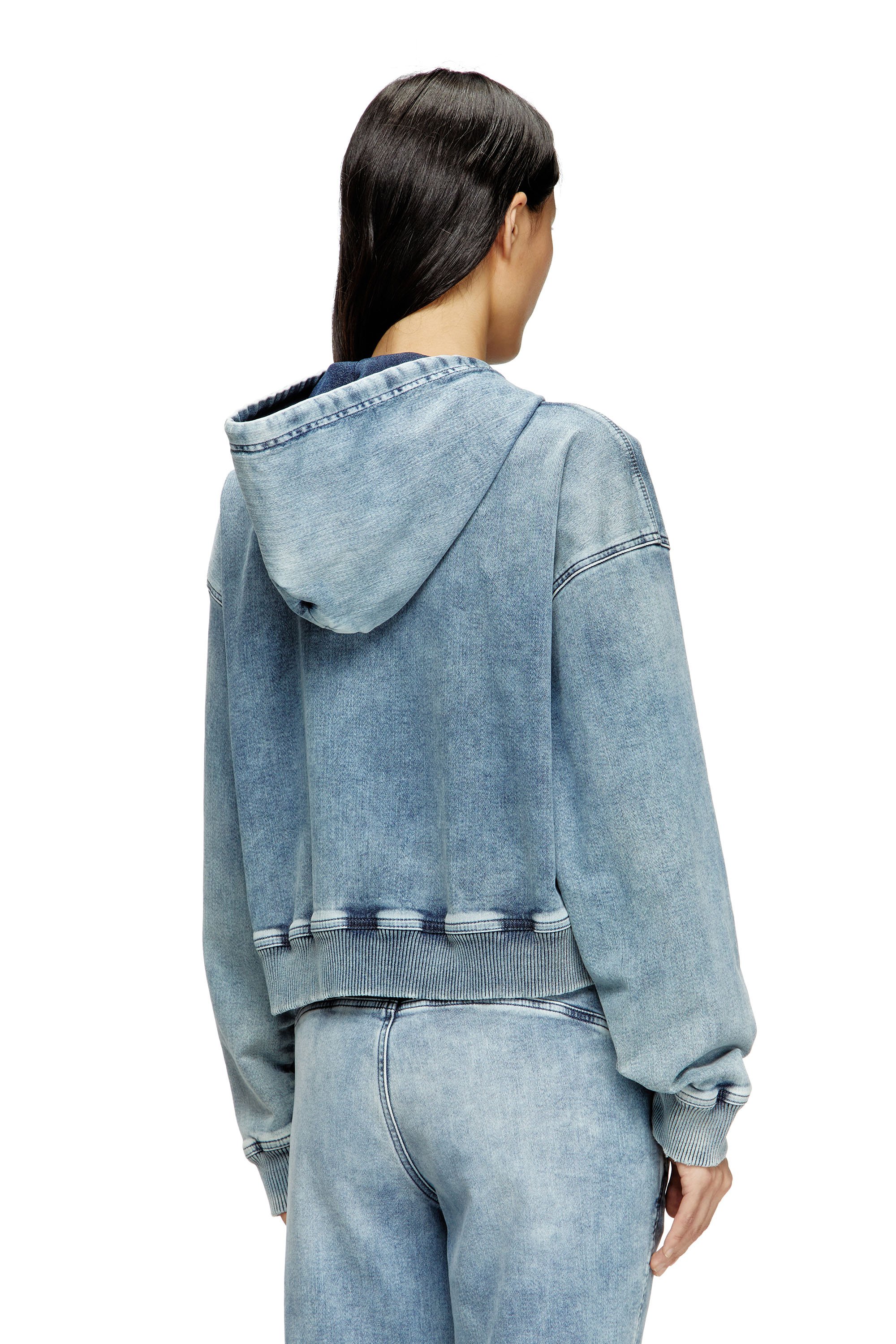 Diesel - DE-GIRI-CROP JOGG, Female's Zipped hoodie in JoggJeans in ライトブルー - 4