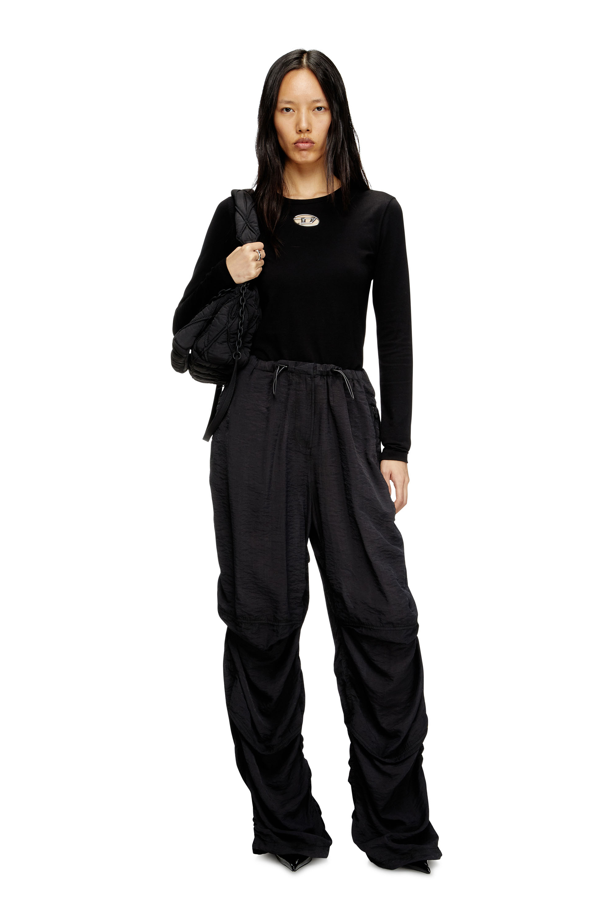 Diesel - T-UNCUTIE-LONG-LS-OD, Female's Long-sleeve top with Oval D cut-out in ブラック - 2