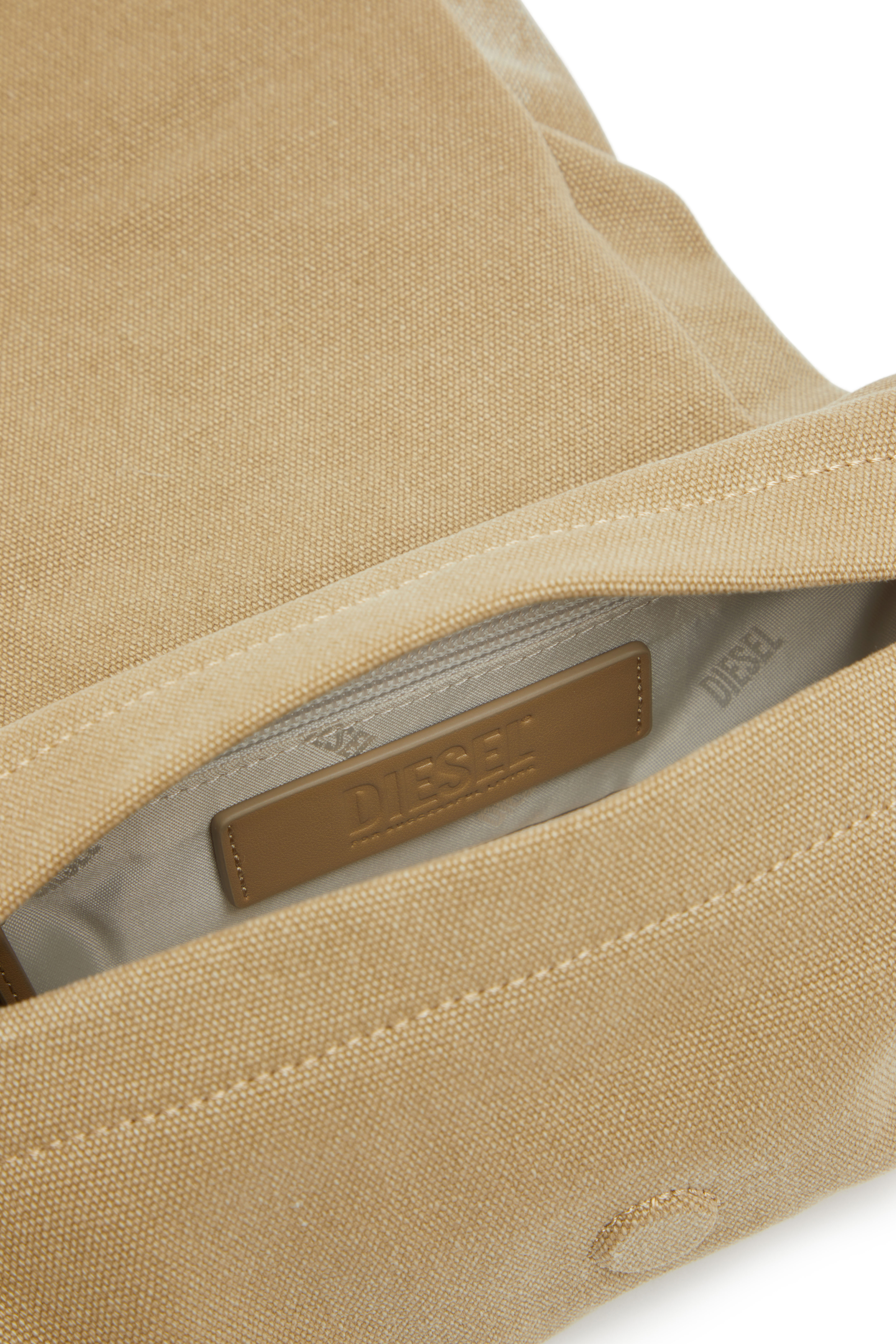 Diesel - SCRUNCH-D SHOULDER S, Female's Scrunch-D S-Small shoulder bag in washed canvas in ベージュ - 5