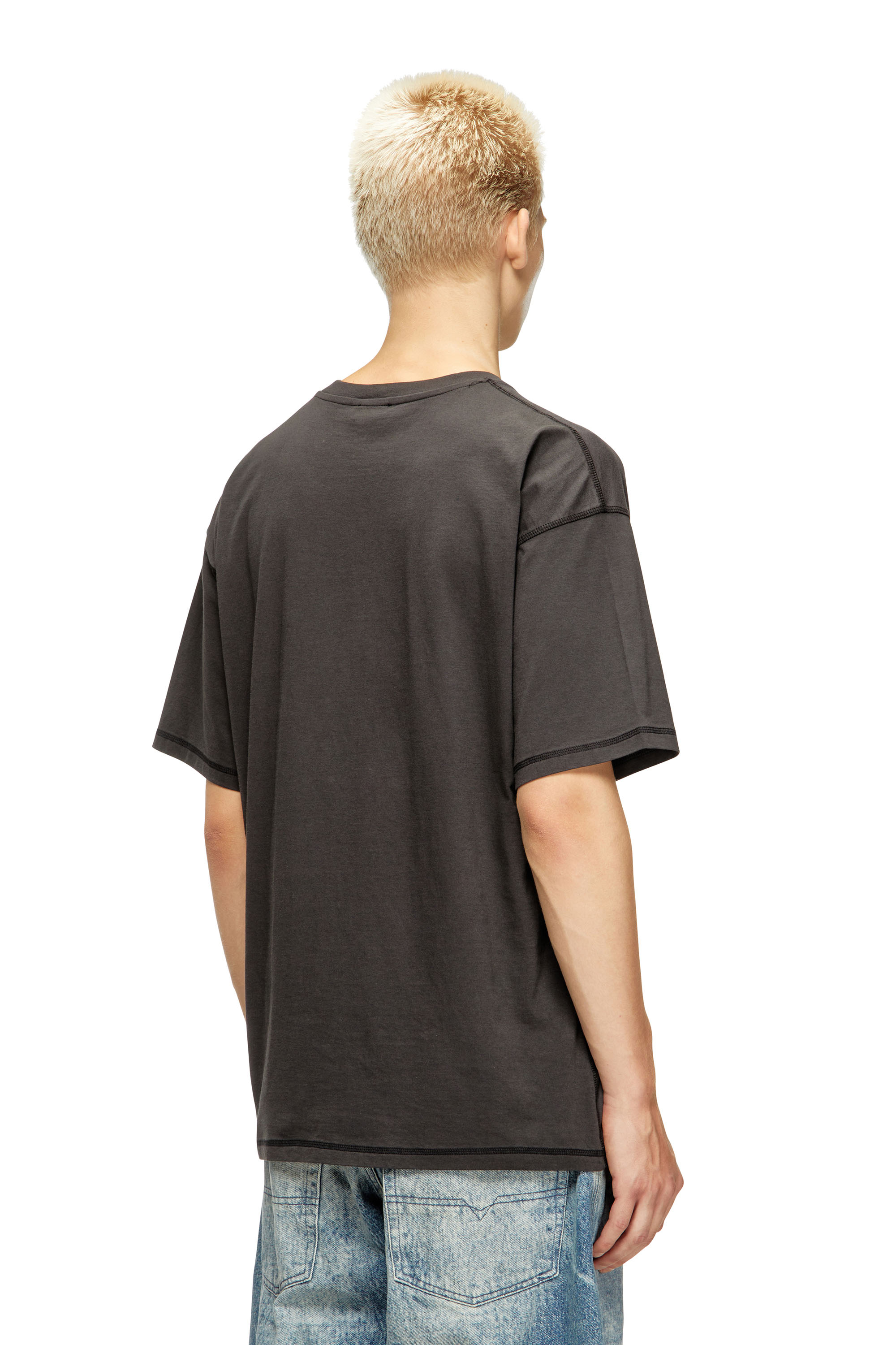 Diesel - T-LEONARD-IHBJ, Male's T-shirt with graffiti print in ダークグレー - 5