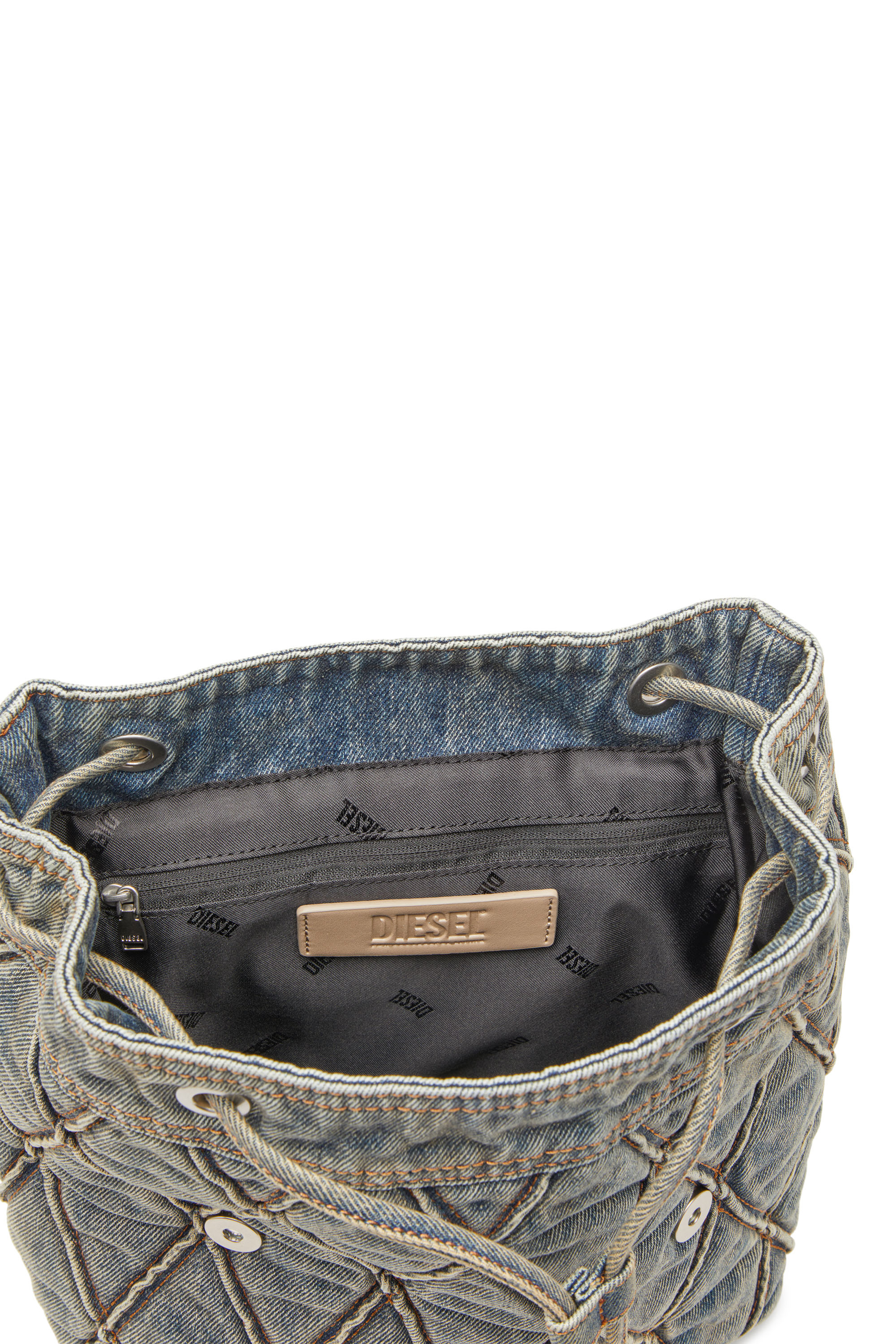 Diesel - CHARM-D BACKPACK S, Female's Charm-D S-Backpack in Argyle quilted denim in ブルー - 4