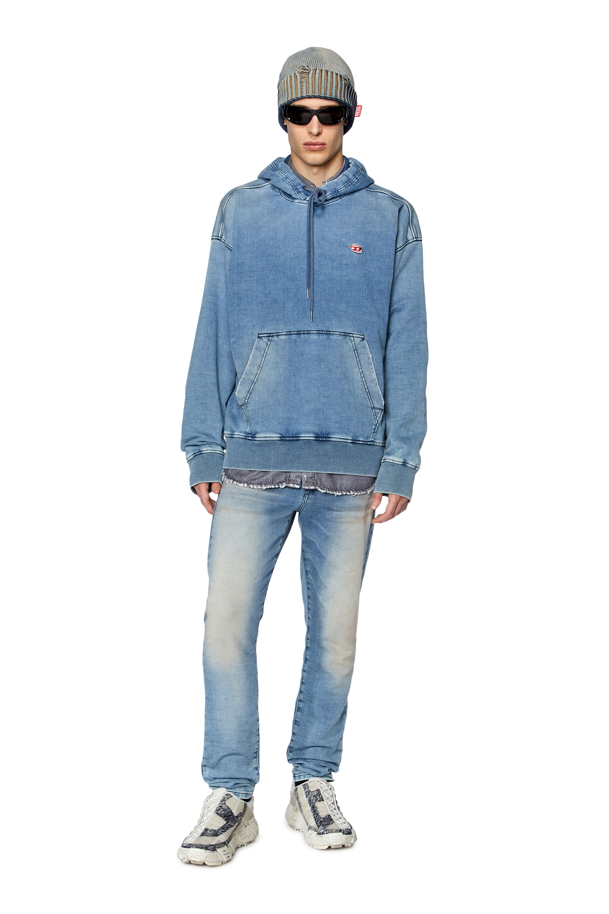 D-UM-RIB TRACK DENIM HOODIE スウェットパーカー｜メンズ｜DIESEL