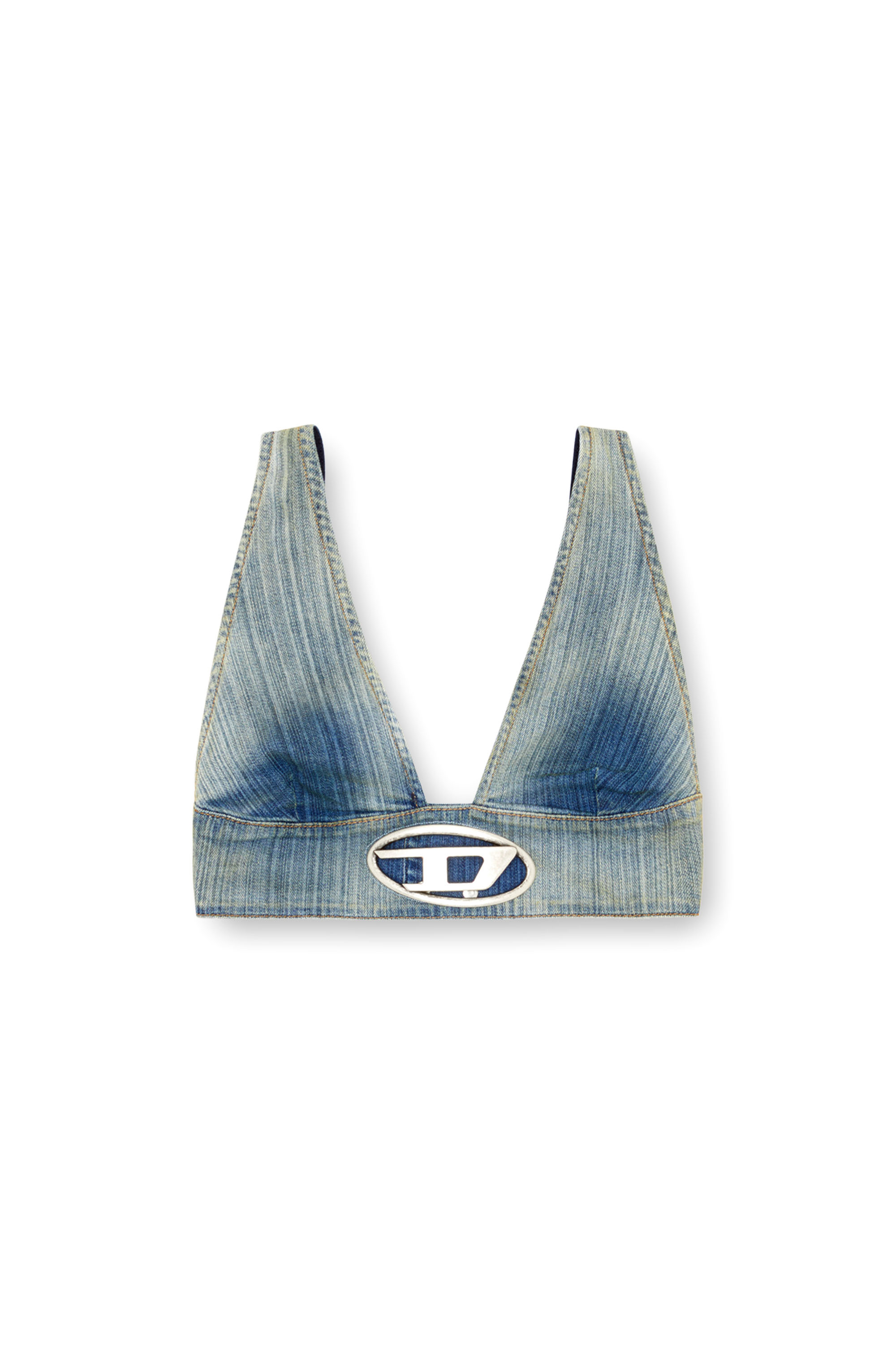 Diesel - DE-ELLY-S, Female's Bra top in streaky heritage denim in ミディアムブルー - 3
