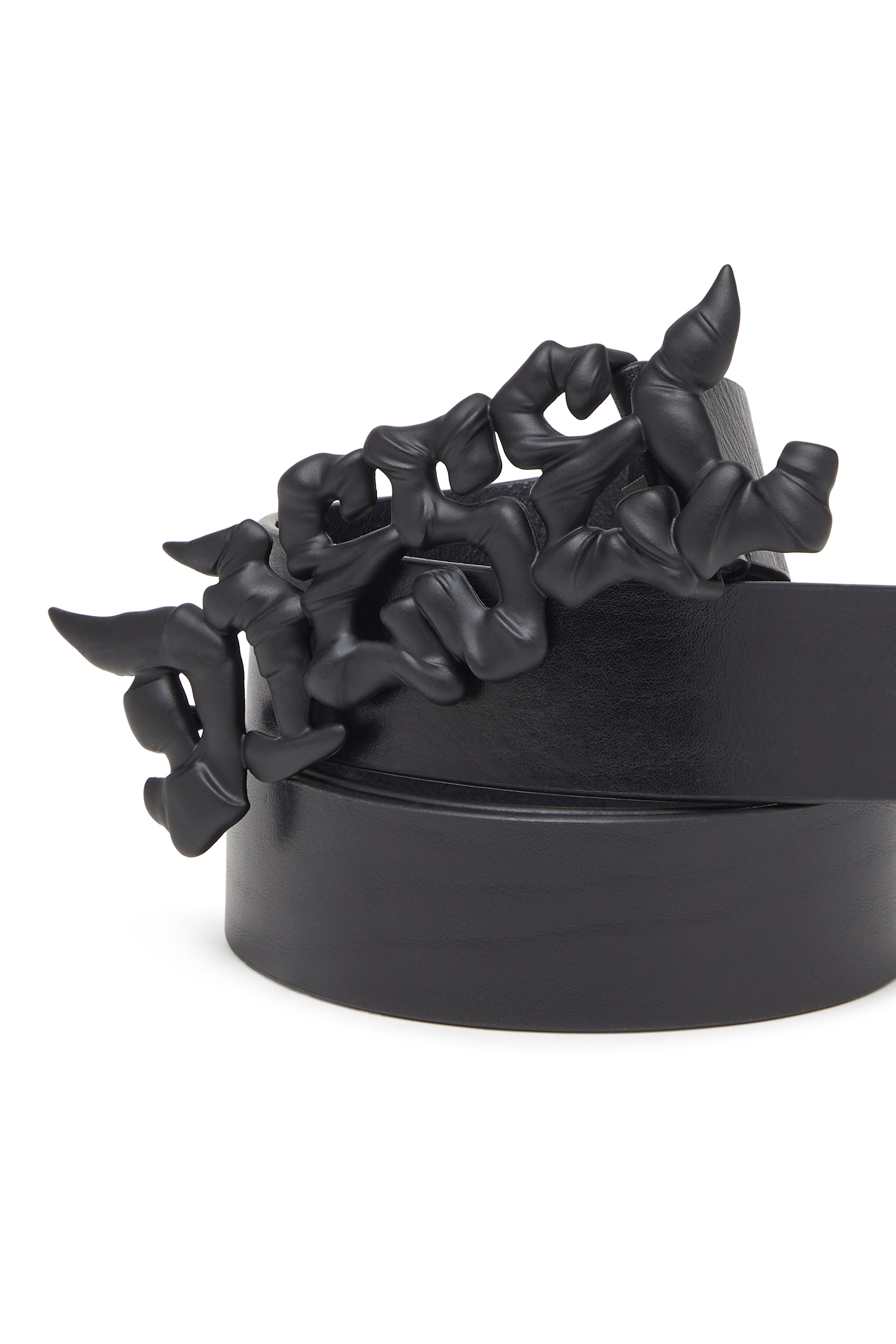 Diesel - B-GRAFFITI, Unisex's 3.5cm pull-up leather belt with graffiti buckle in ブラック - 3
