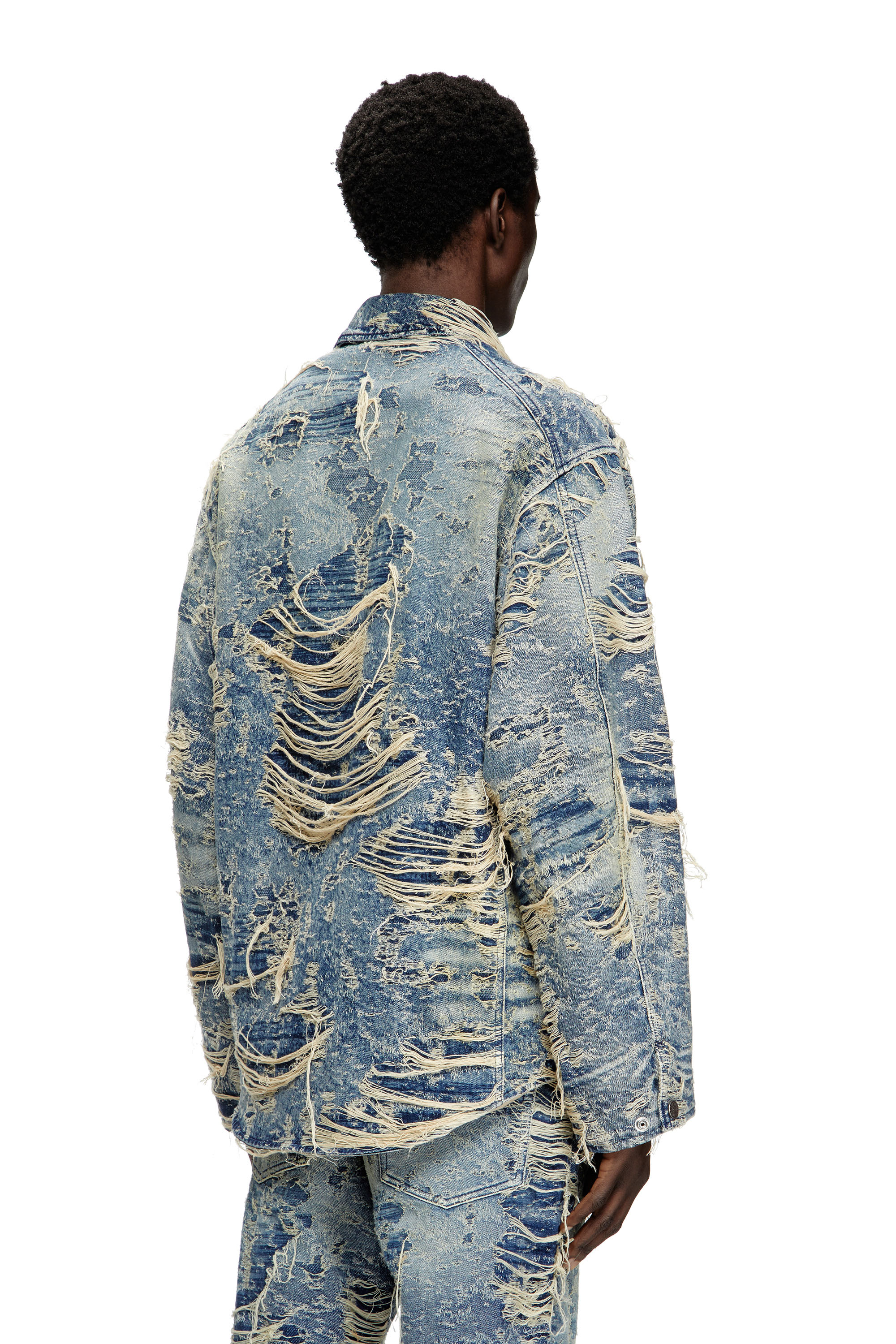 Diesel - D-IVAR-FSG1, Male's Jacket in floating-thread denim in ミディアムブルー - 5