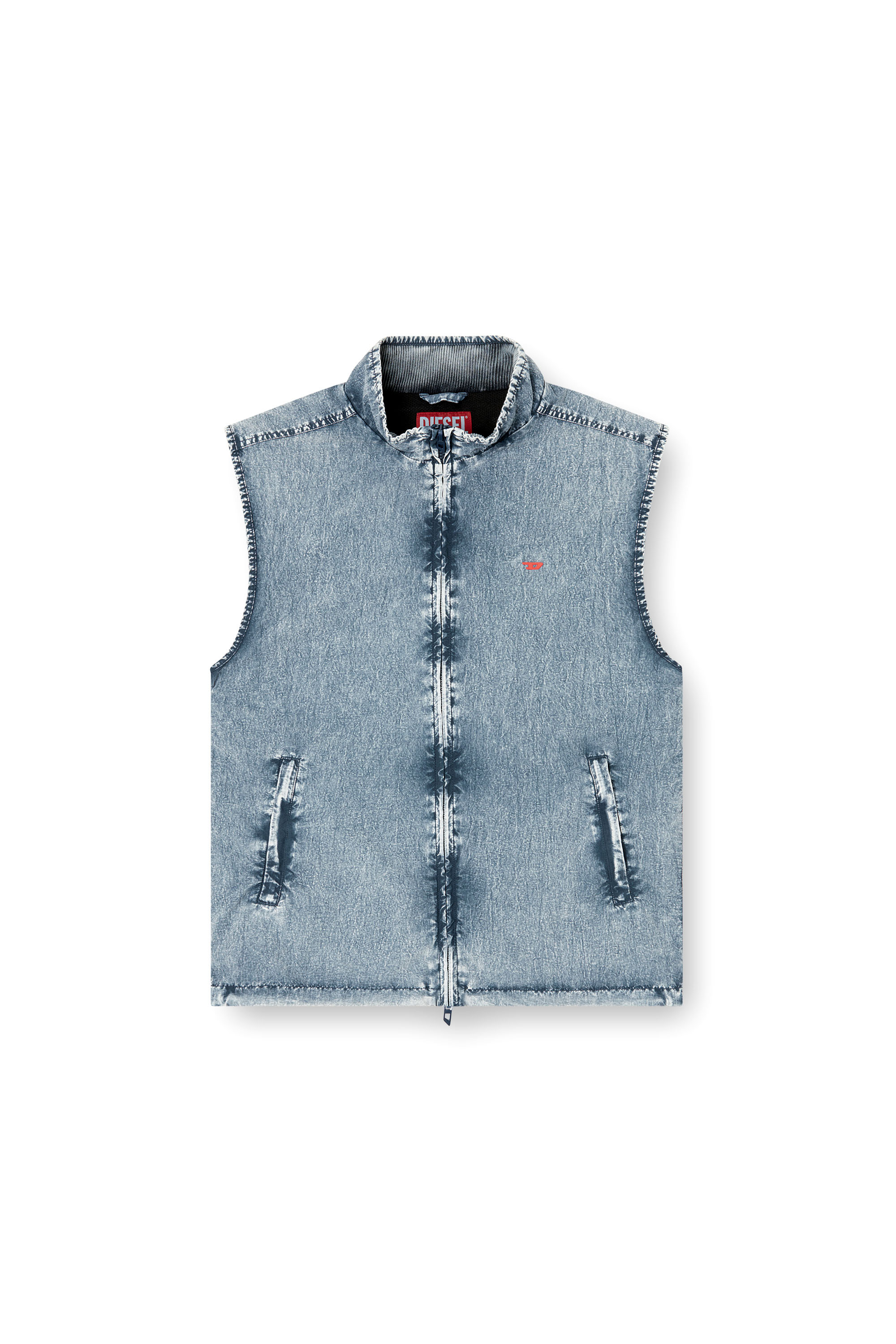 Diesel - J-ERB, Male's Vest in recycled nylon taslan in ミディアムブルー - 3