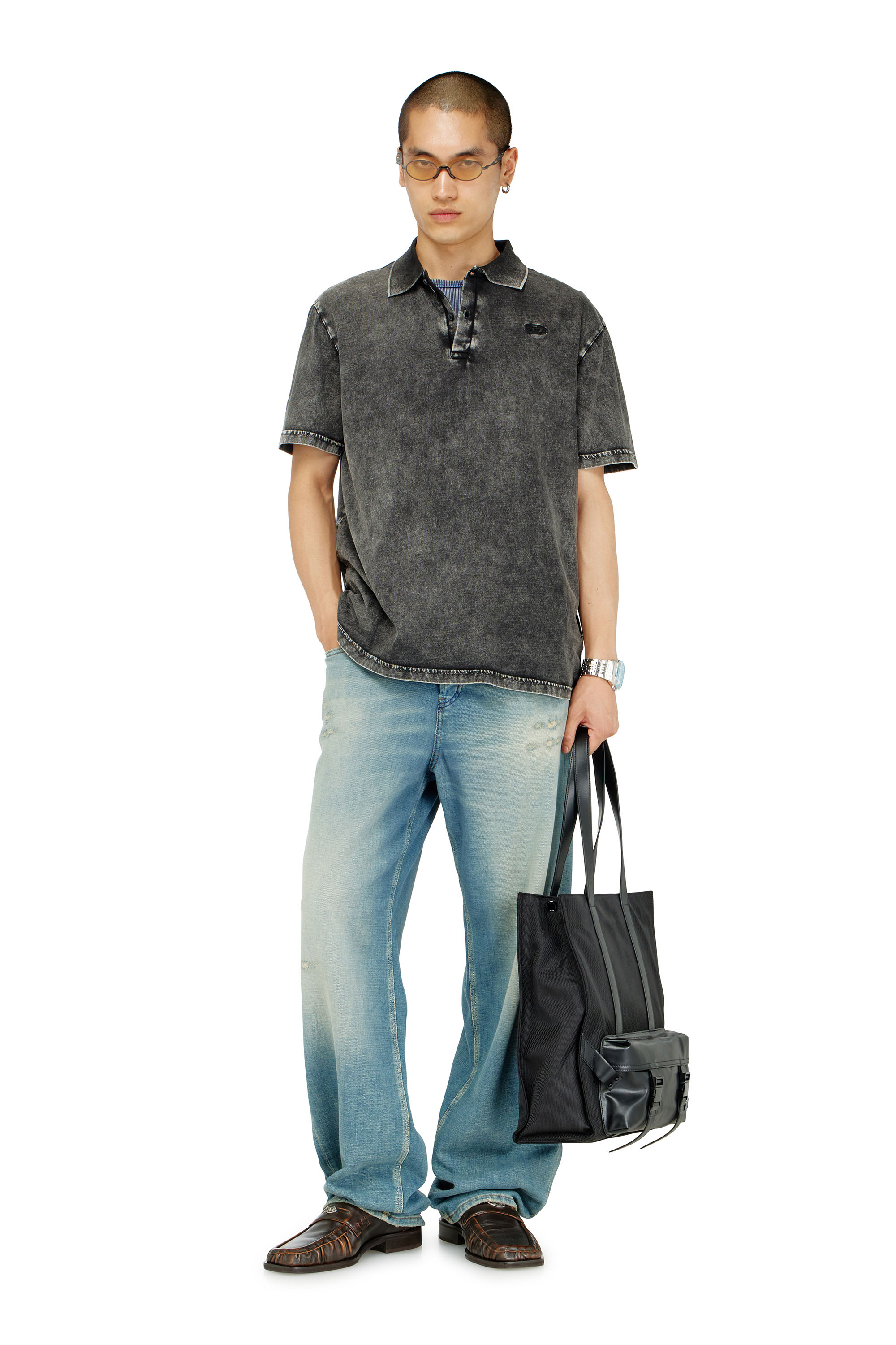 Diesel - T-REJUST-NC-DEN, Male's ポロシャツ in ダークグレー - 2