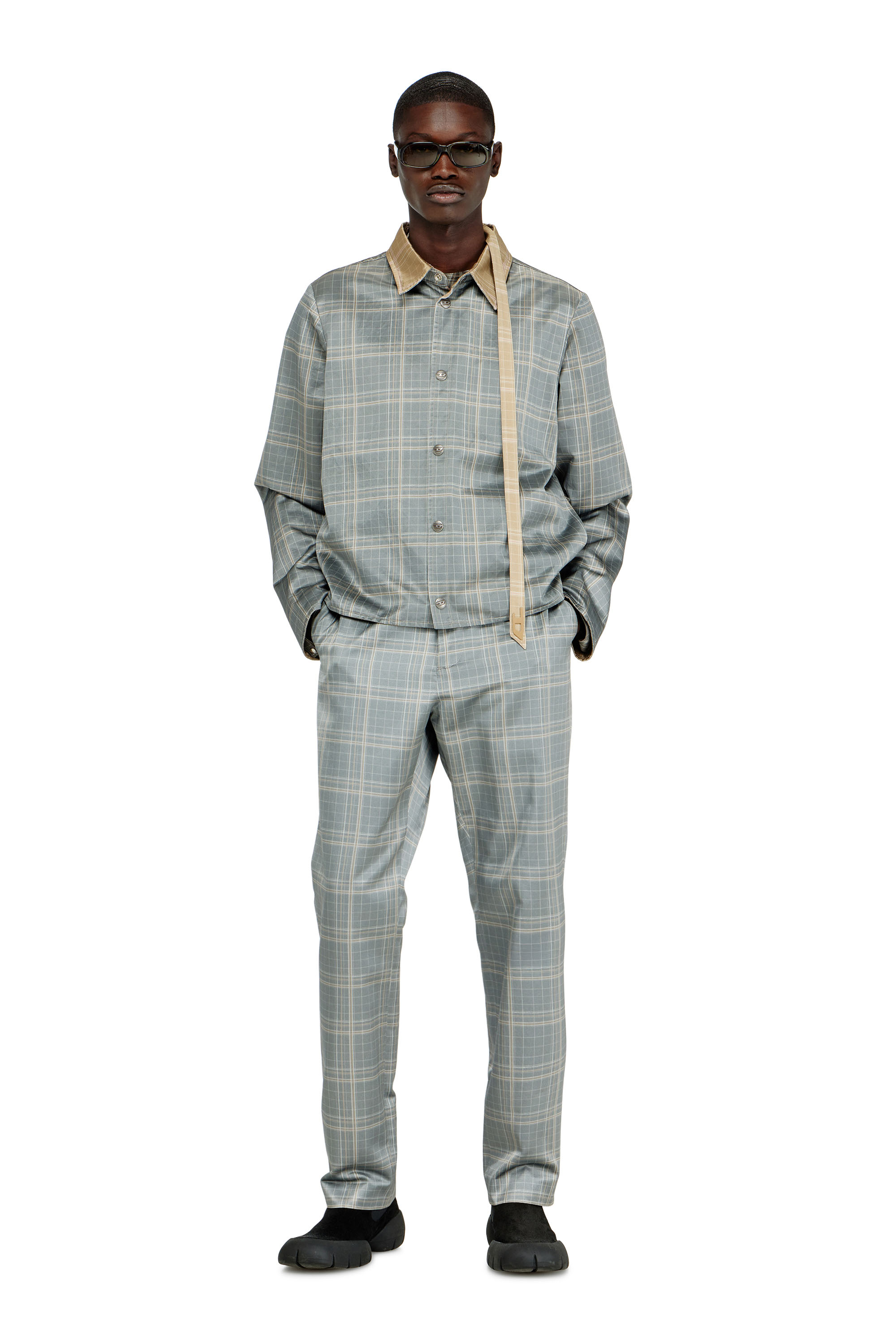 Diesel - J-CONS, Male's Reversible jacket in check-print duchesse satin in null - 2