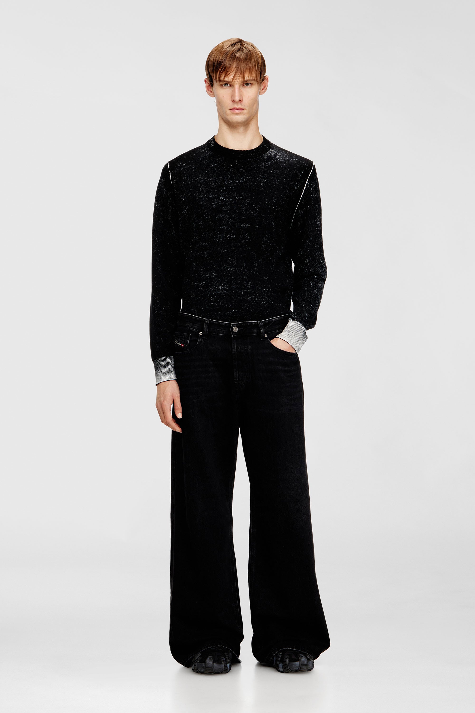 Diesel - Unisex's Relaxed Jeans 1996 D-Sire 09P09, ブラック/ダークグレー - 1