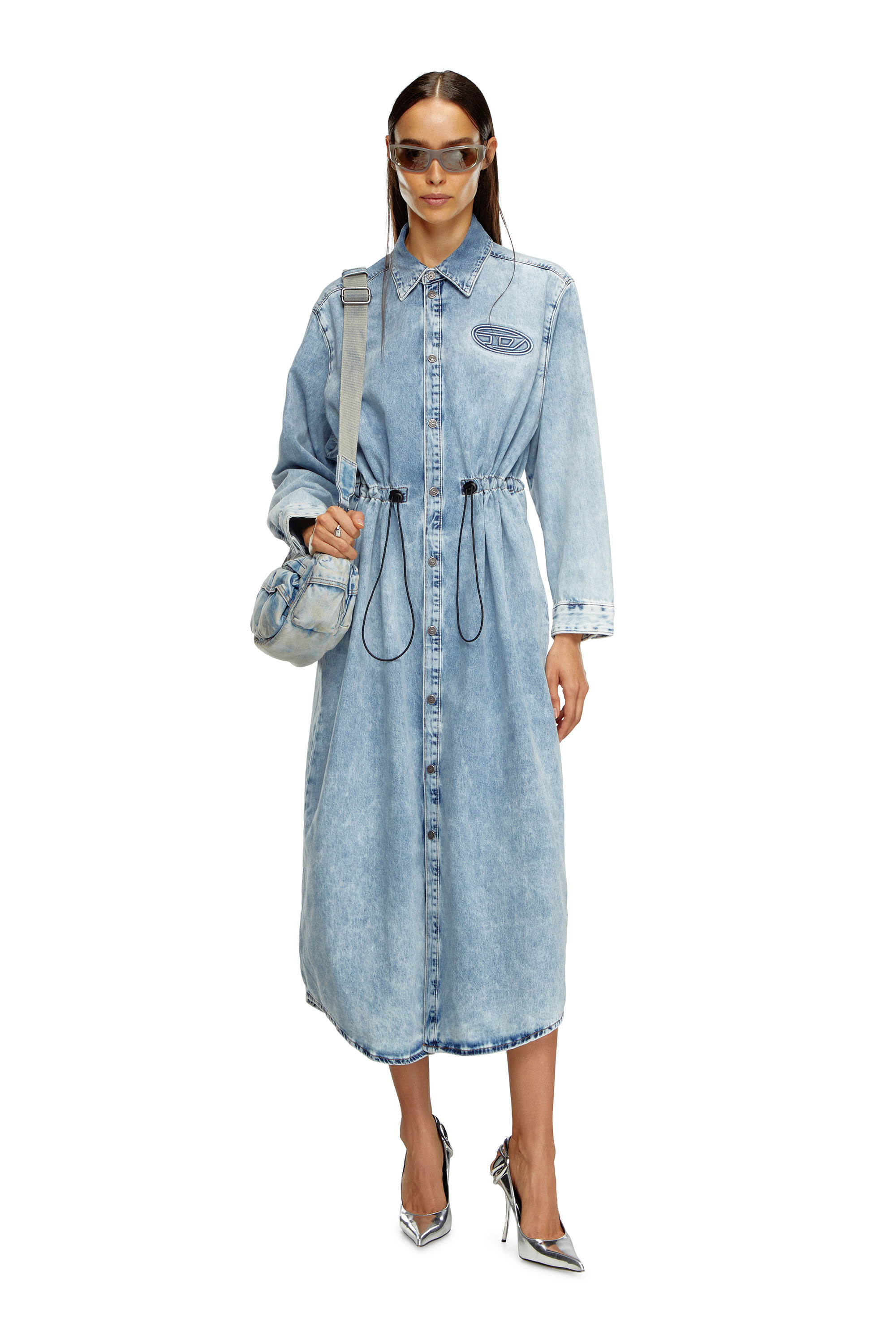 Diesel - DE-REAMY-S, Female's Maxi dress in marbled denim in ライトブルー - 1