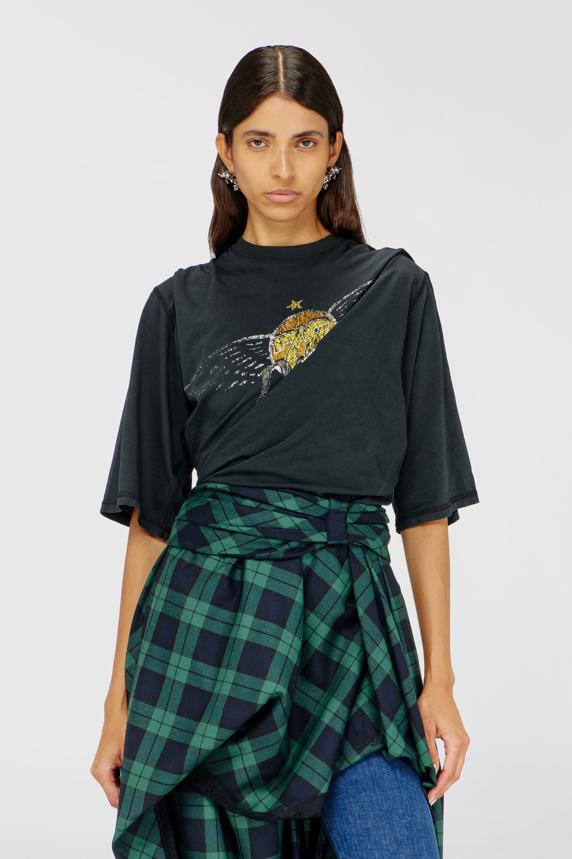 Diesel - T-MILLA-JER, Female's T-shirt bodysuit with concert graphics in ブラック - 1