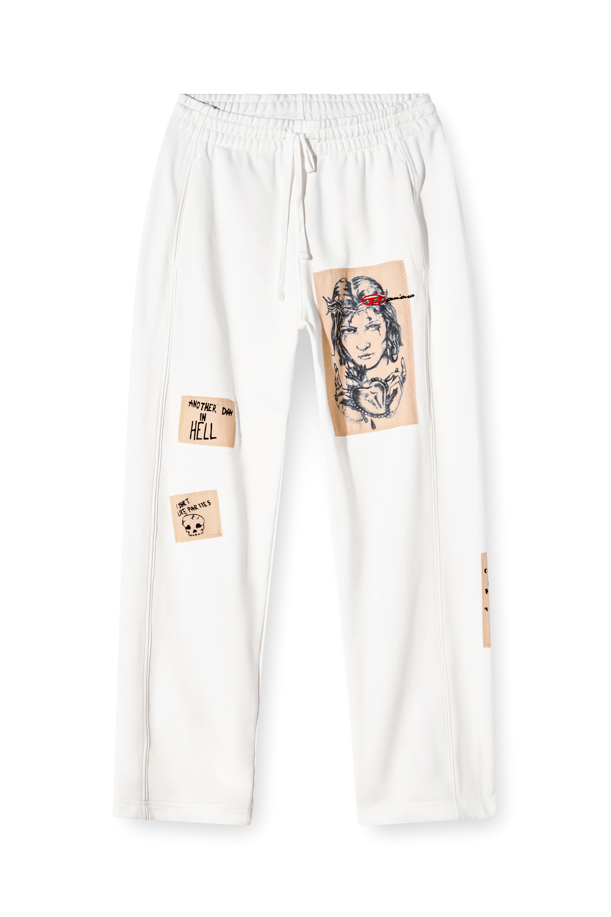 Diesel - P-MARTYANS-DD, Unisex's Track pants with tattoo patches in ホワイト - 3