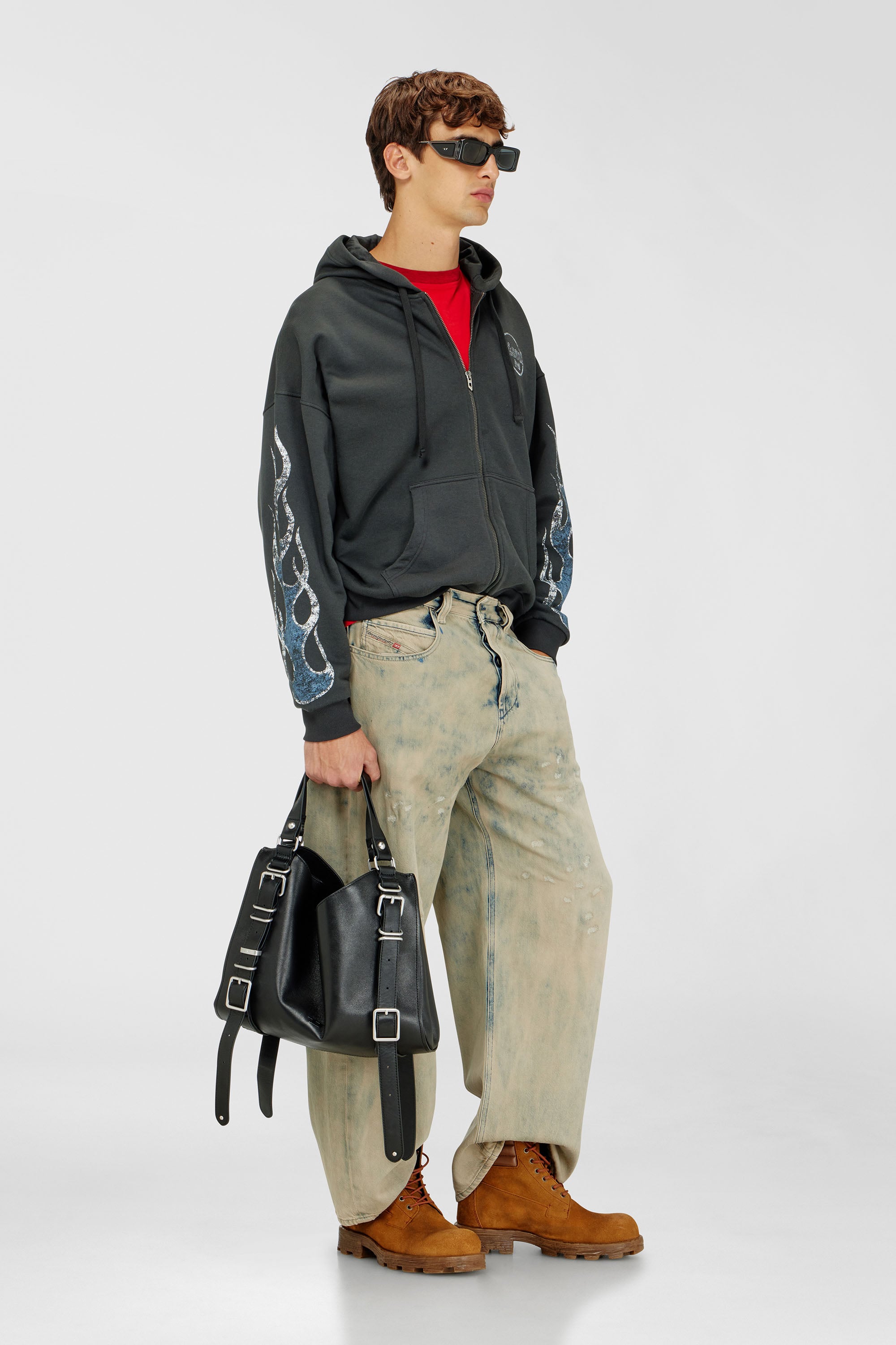 Diesel - S-TOLY-ZIP, Male's ジップアップパーカー in ダークグレー - 2