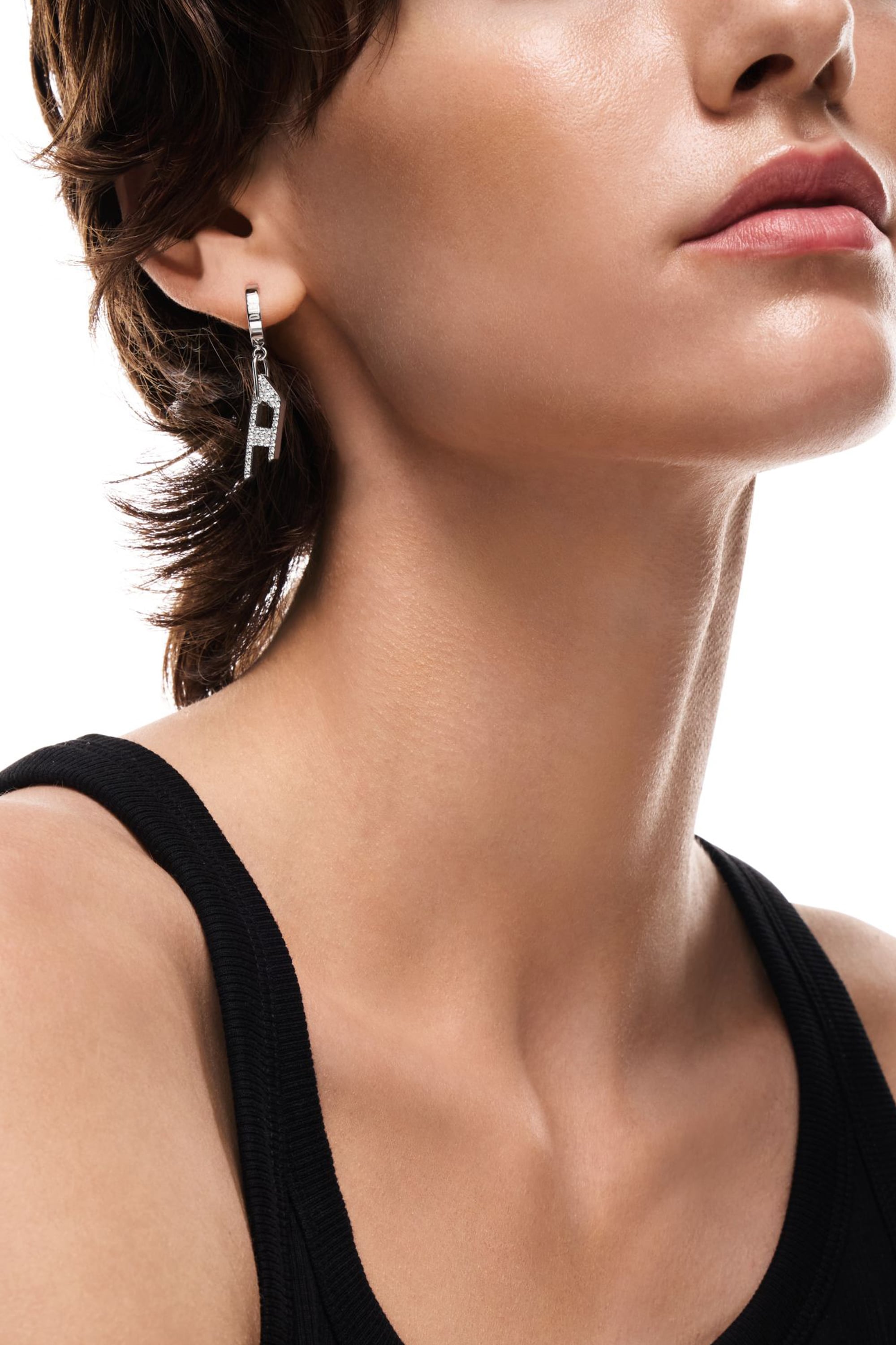 Diesel - DX1706040 JEWELLERY, Unisex's Stainless steel glitz D drop earring in シルバー - 4