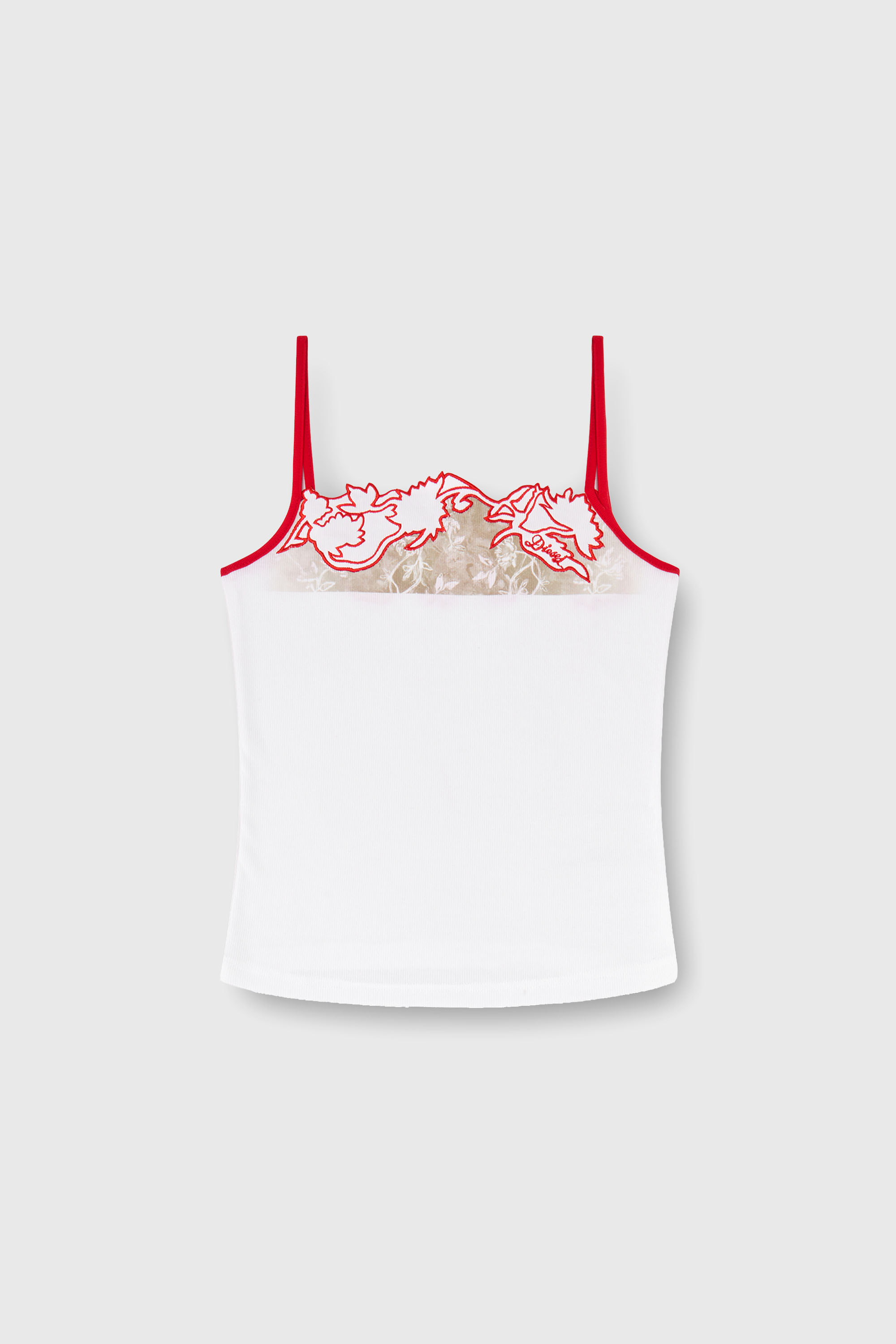 Diesel - T-EDNA, Female's Ribbed camisole with floral outline embroidery in null - 2