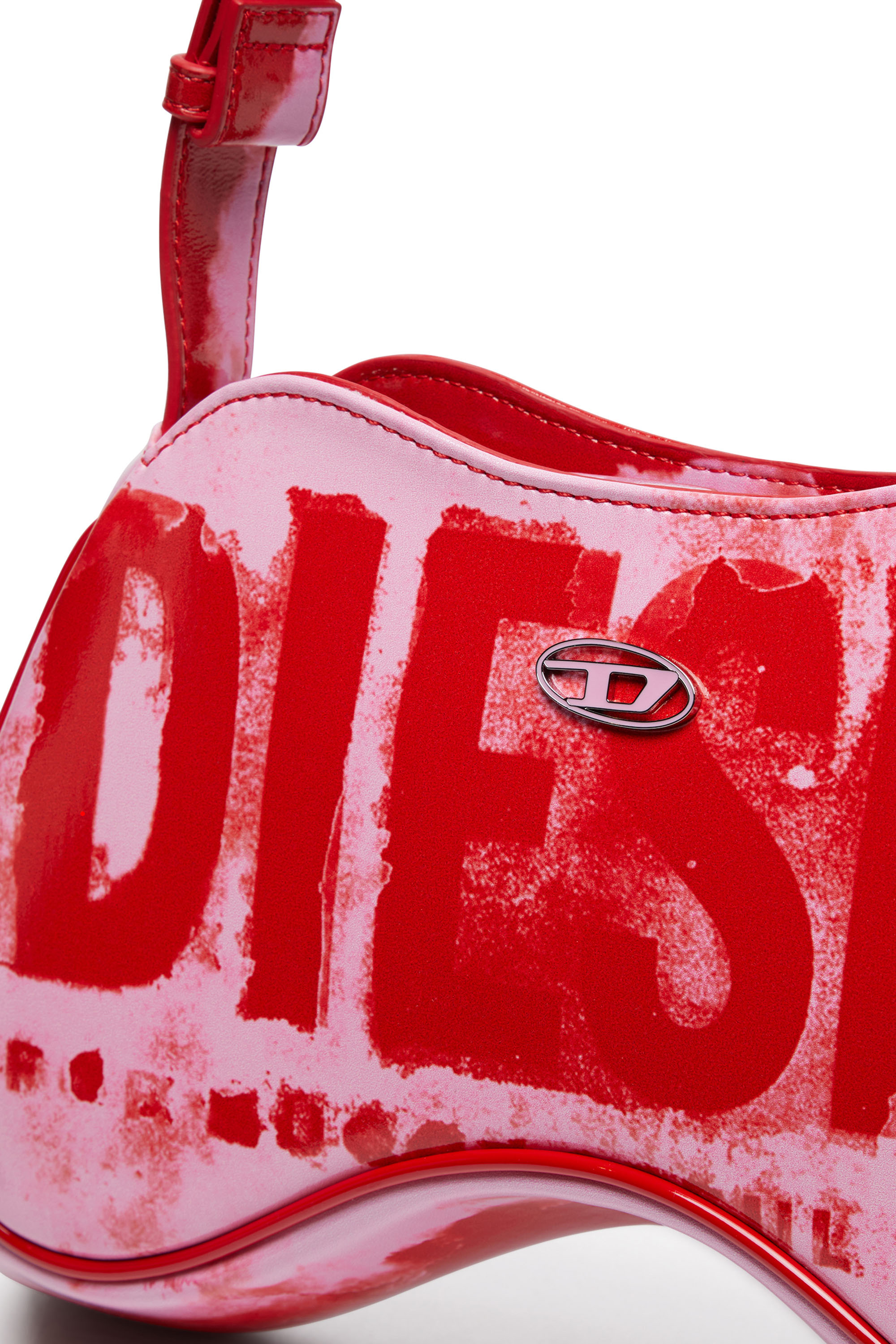 Diesel - PLAY SHOULDER, Female's プリントPUショルダーバッグ in ピンク/レッド - 5