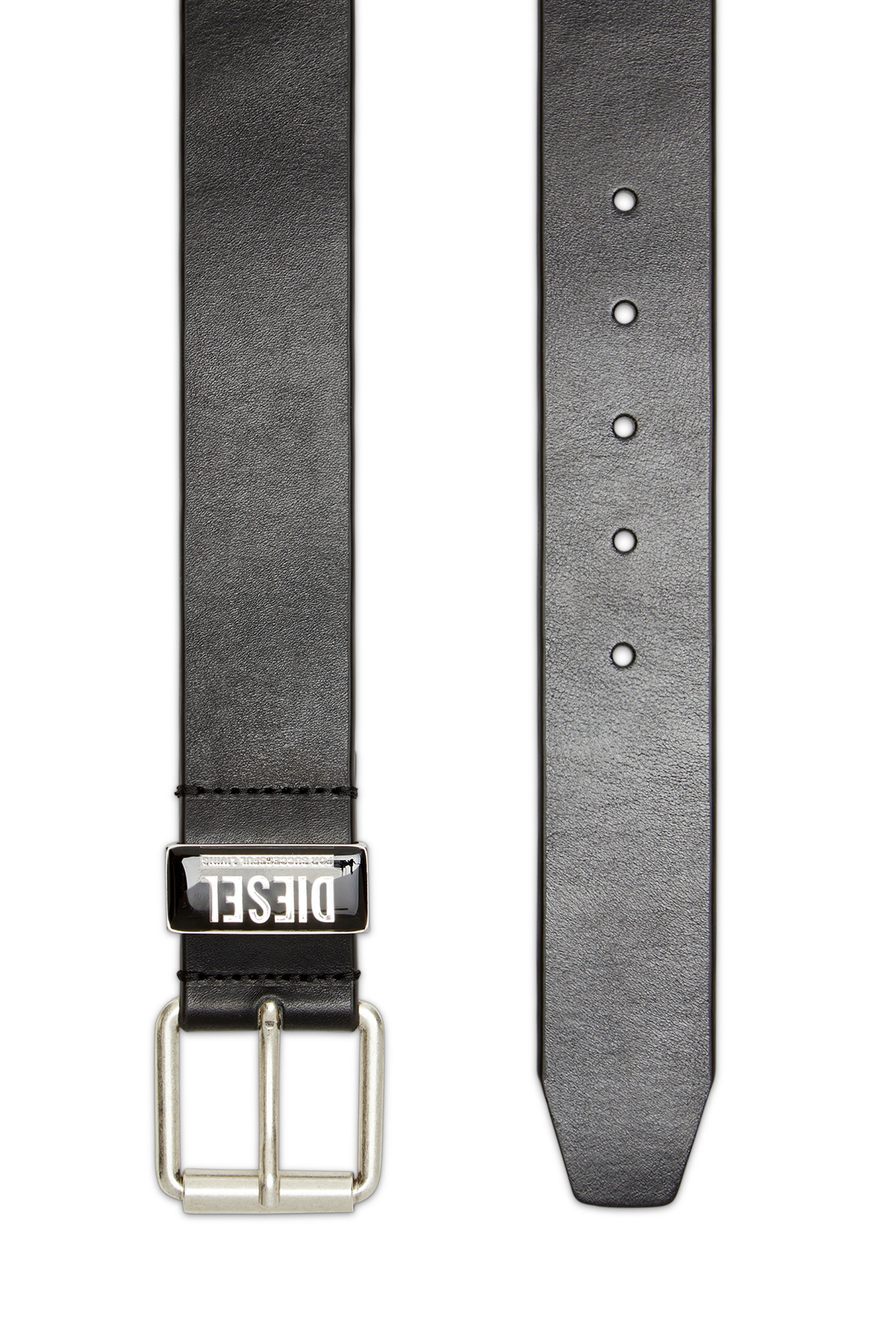 Diesel - B-GLOSSY LOOP 40, Male's 3.9cm leather belt with enamelled logo loop in ブラック - 2