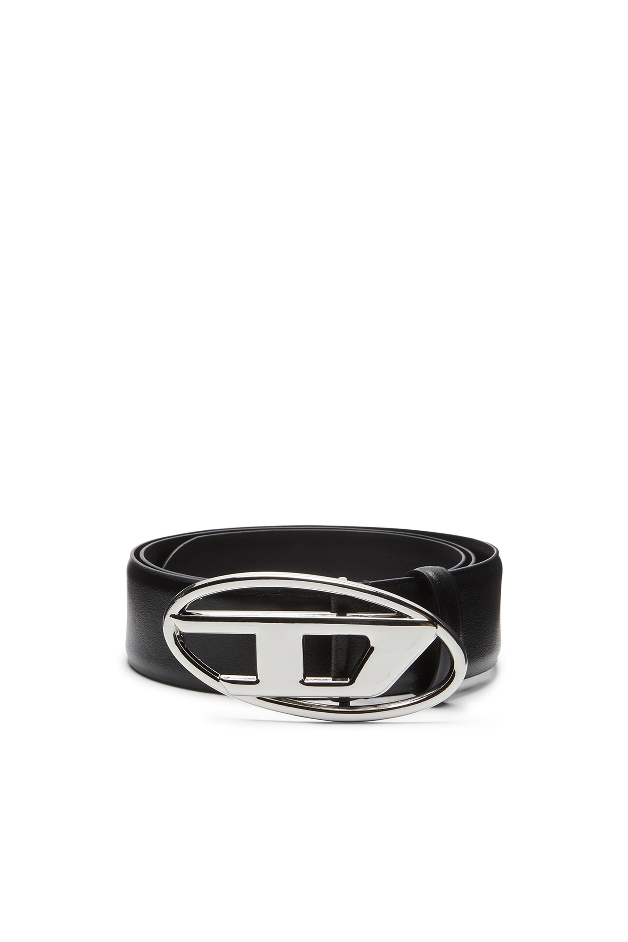 Diesel - B-1DR, Male's Leather belt with Oval D buckle in ブラック - 2