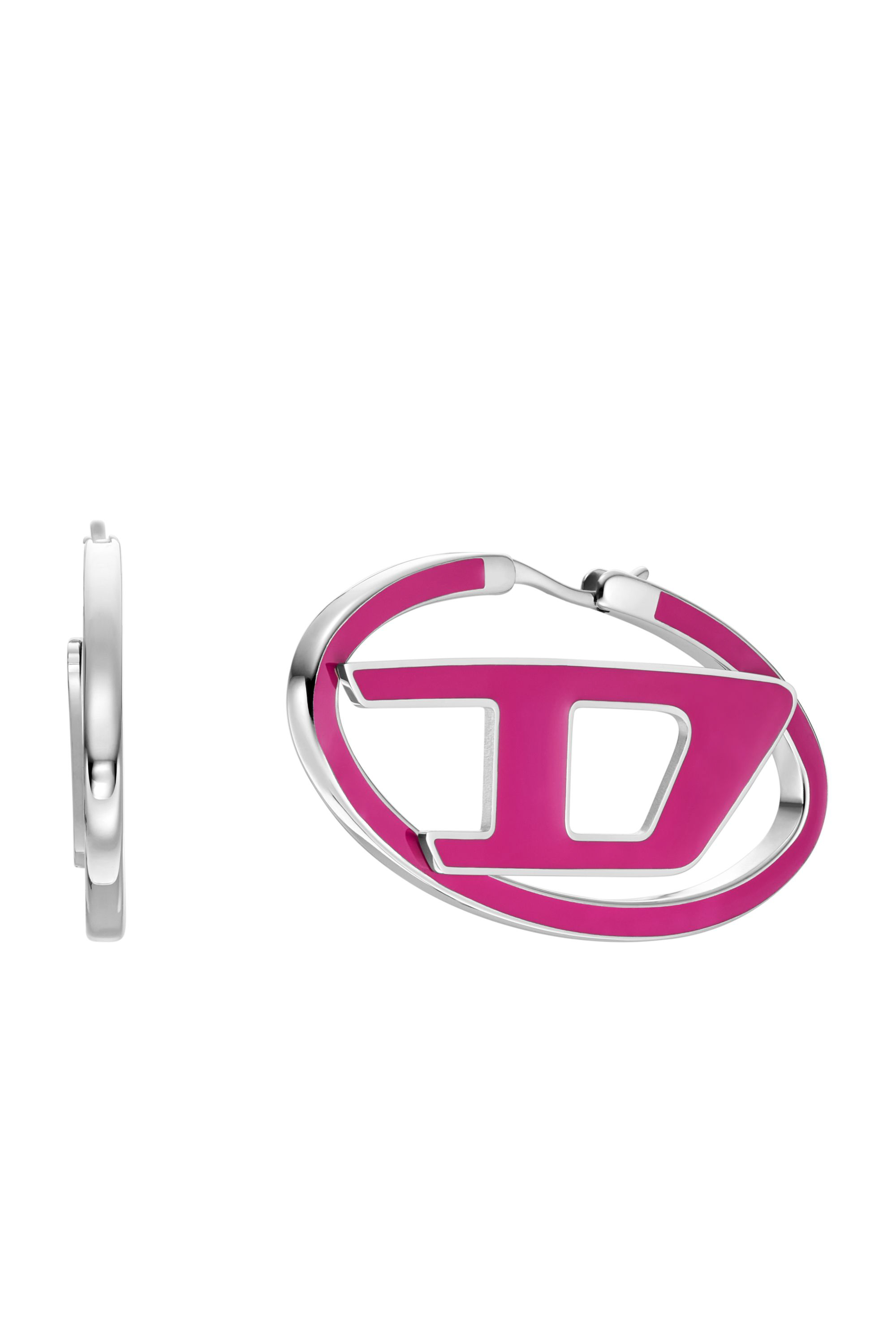 Diesel - DX1506, Unisex's Stainless steel hoop earrings in ピンク / ホワイト - 1