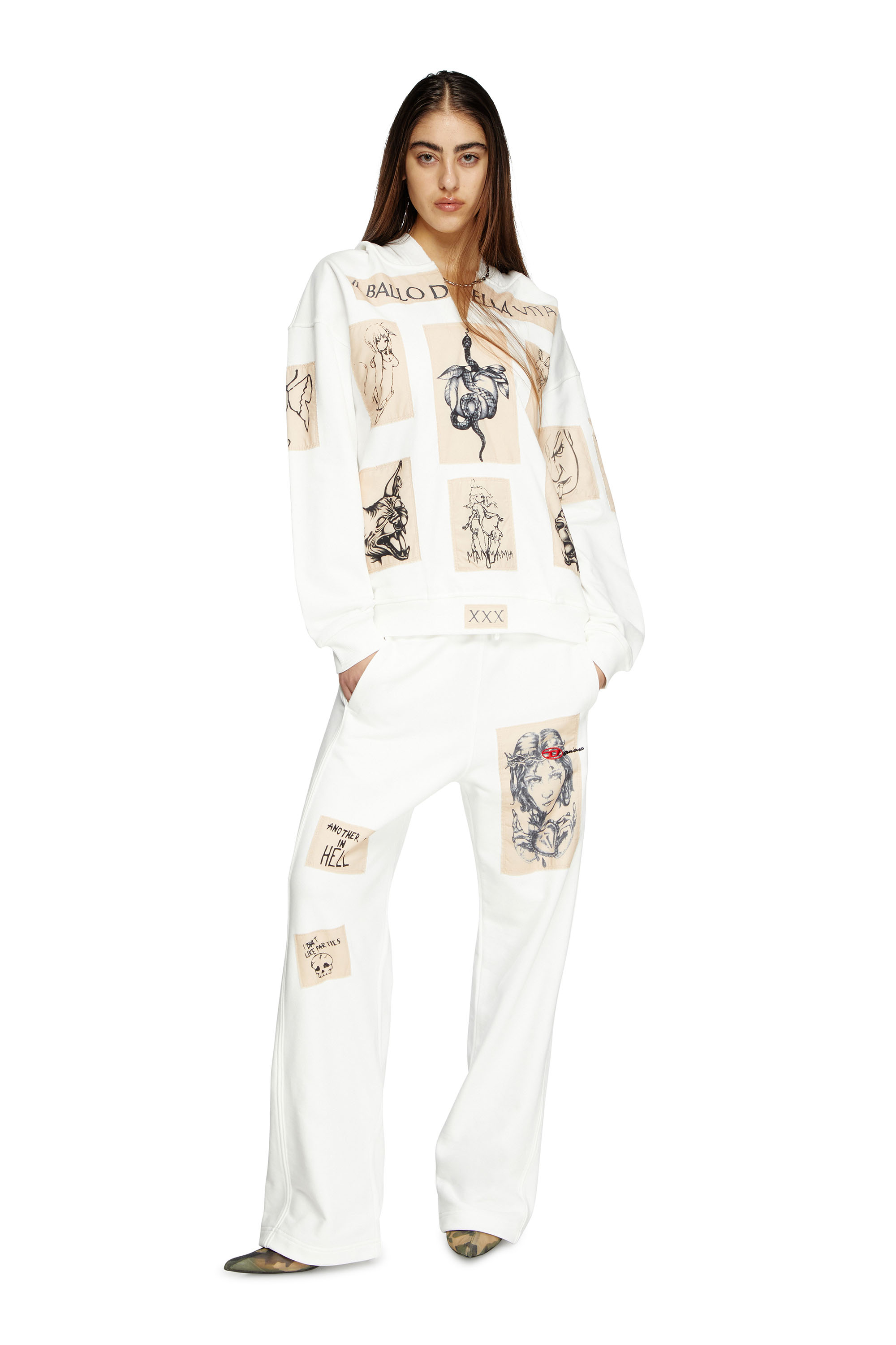 Diesel - P-MARTYANS-DD, Unisex's Track pants with tattoo patches in ホワイト - 7
