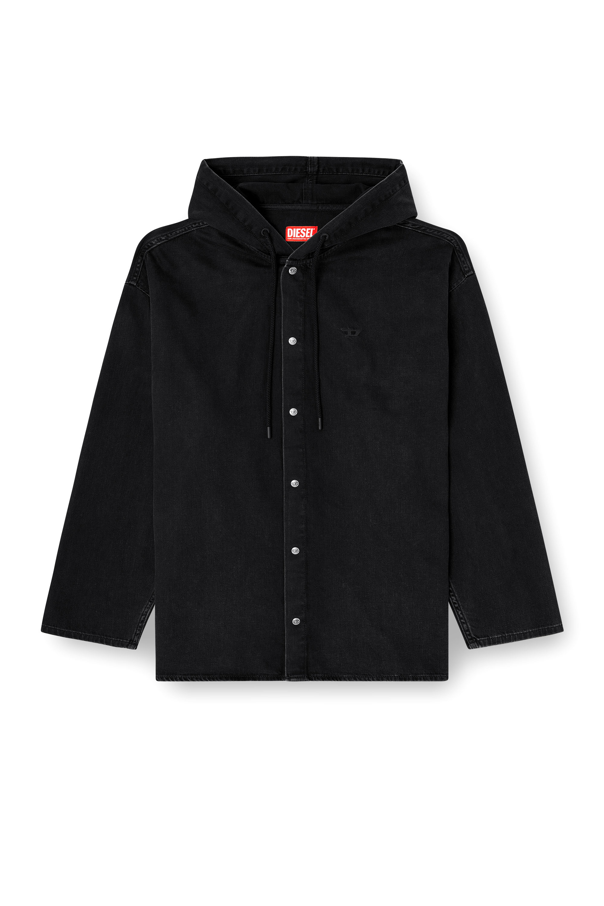 Diesel - D-DEWNY-HOOD, Male's Overshirt in clean-wash denim in ブラック - 3